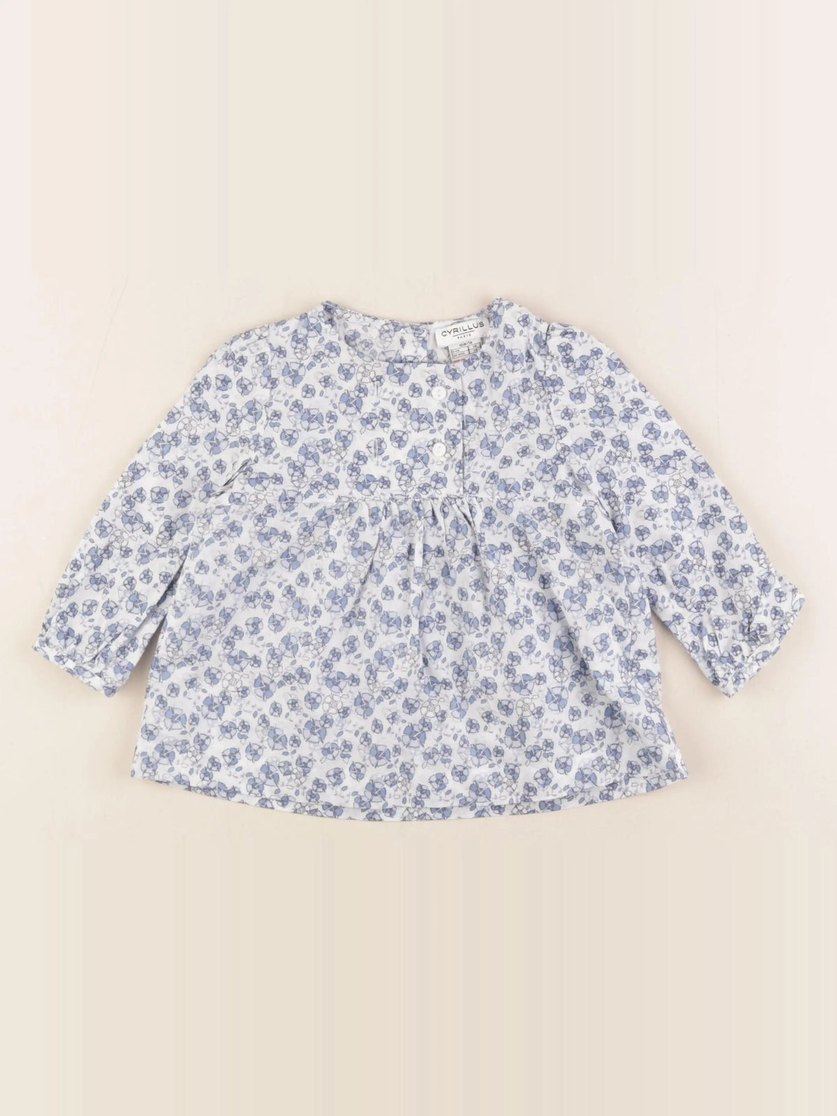 Cyrillus - blouse bleu, blanc - 12 mois