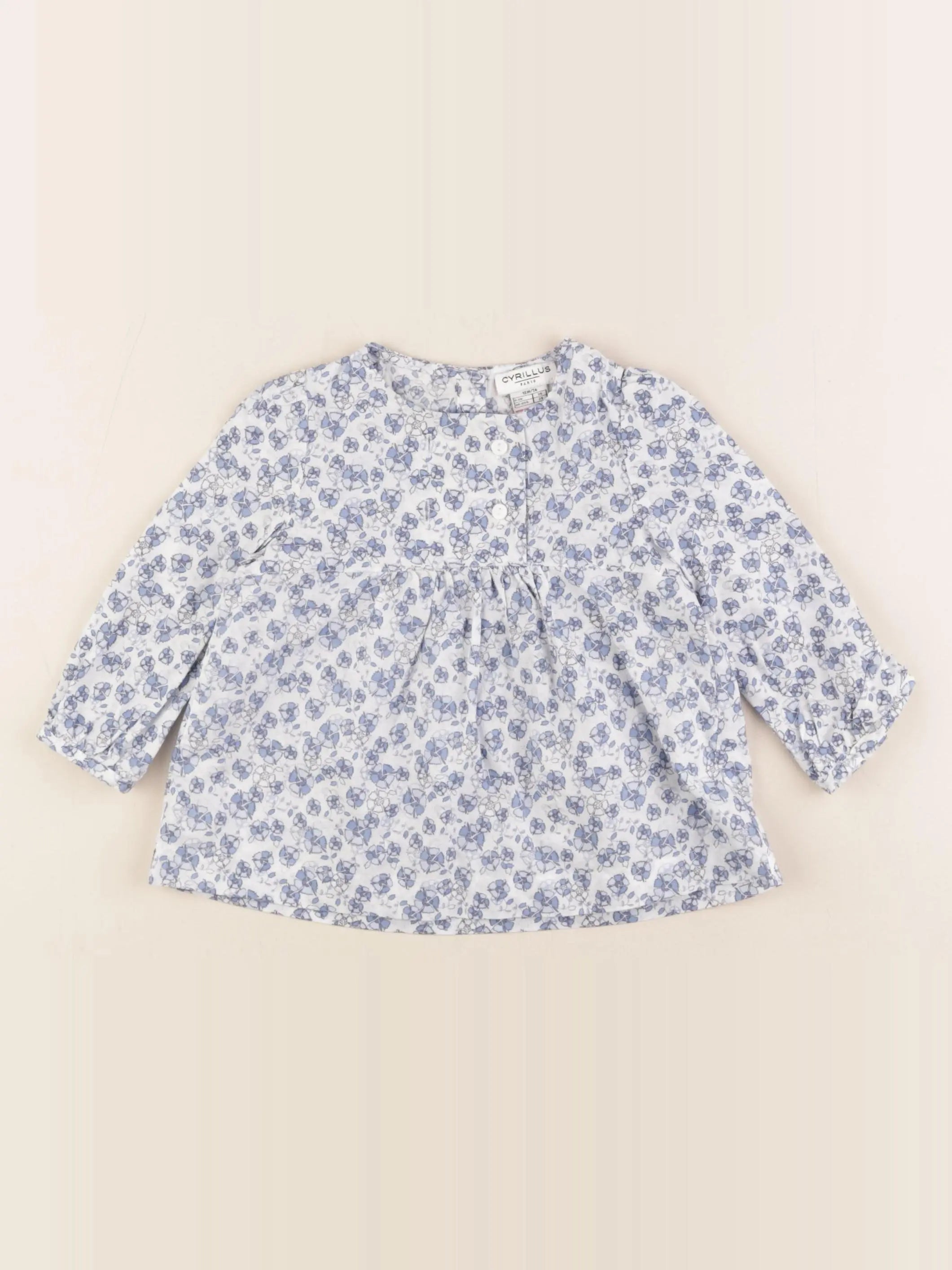 Cyrillus - blouse bleu, blanc - 12 mois