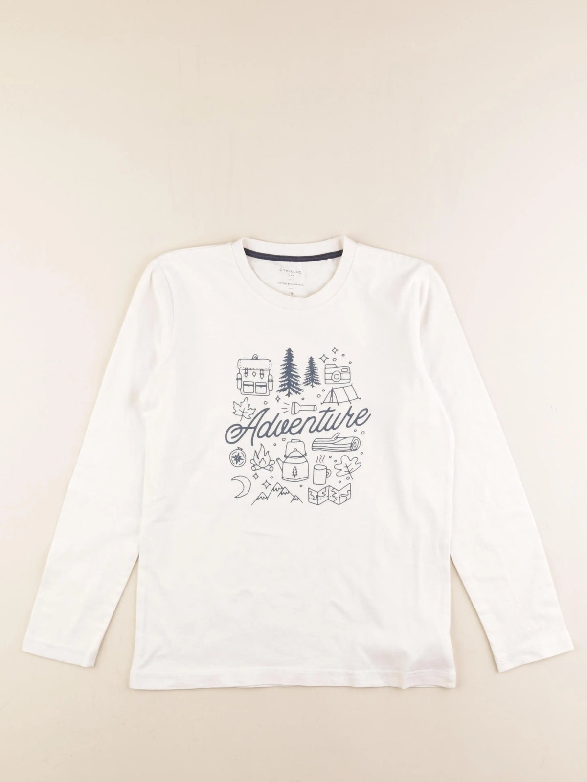 Cyrillus - tee-shirt blanc, bleu - 12 ans