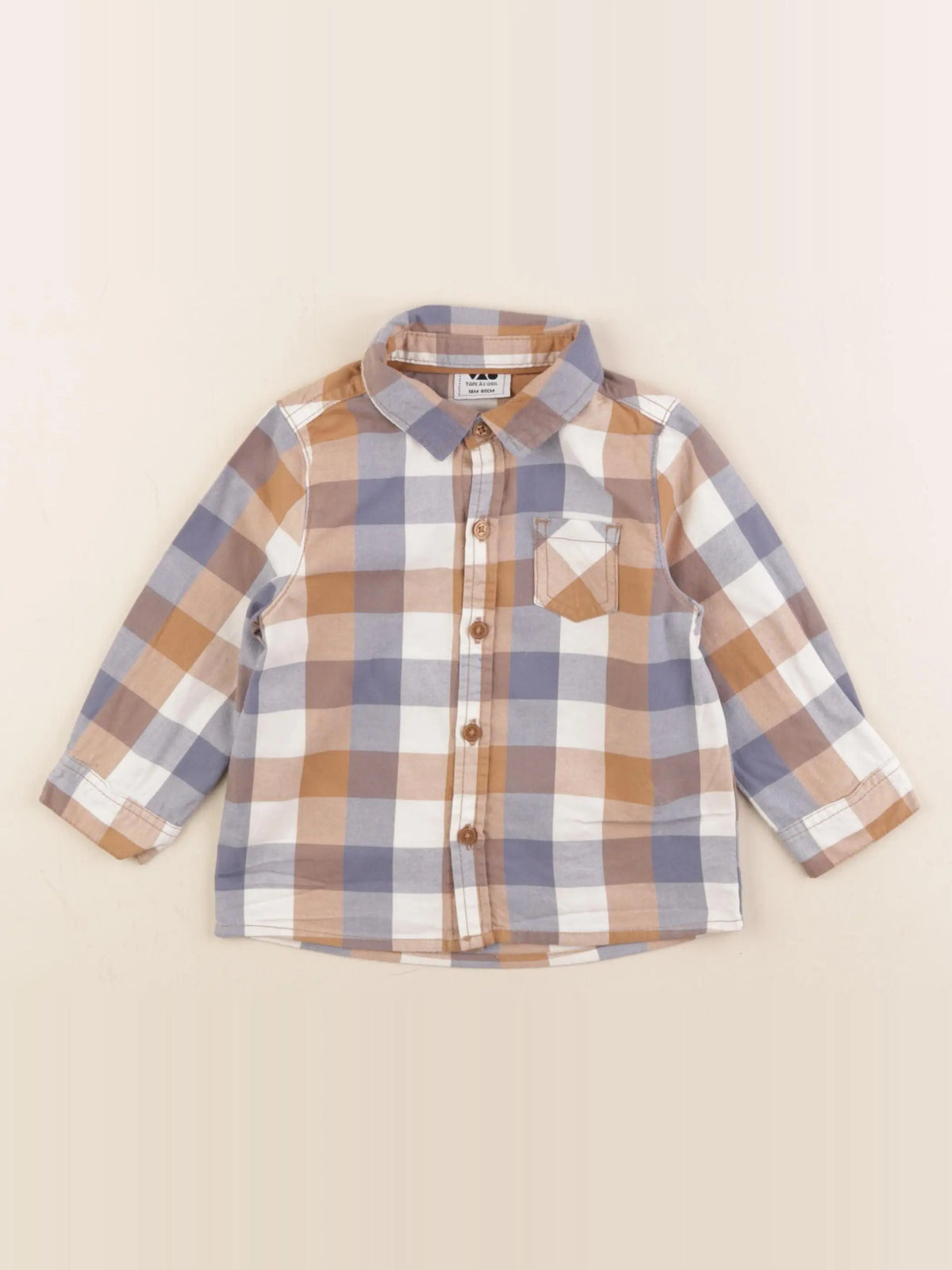 Tape à l'oeil - chemise bleu, marron - 18 mois