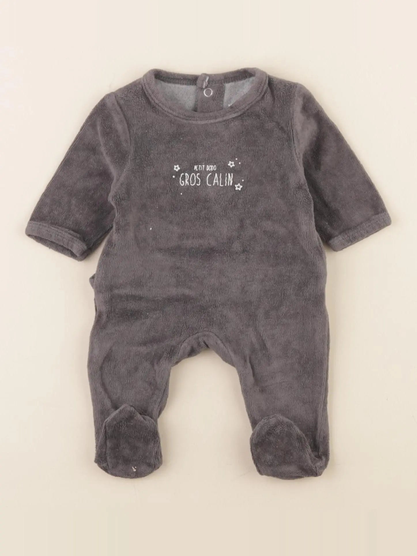 Vertbaudet - pyjama velours gris - 0 mois