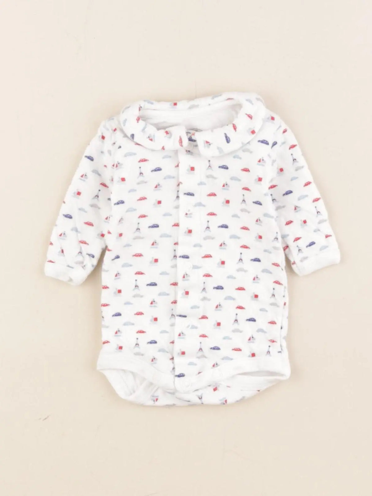 Petit Bateau - body à col blanc - 0 mois