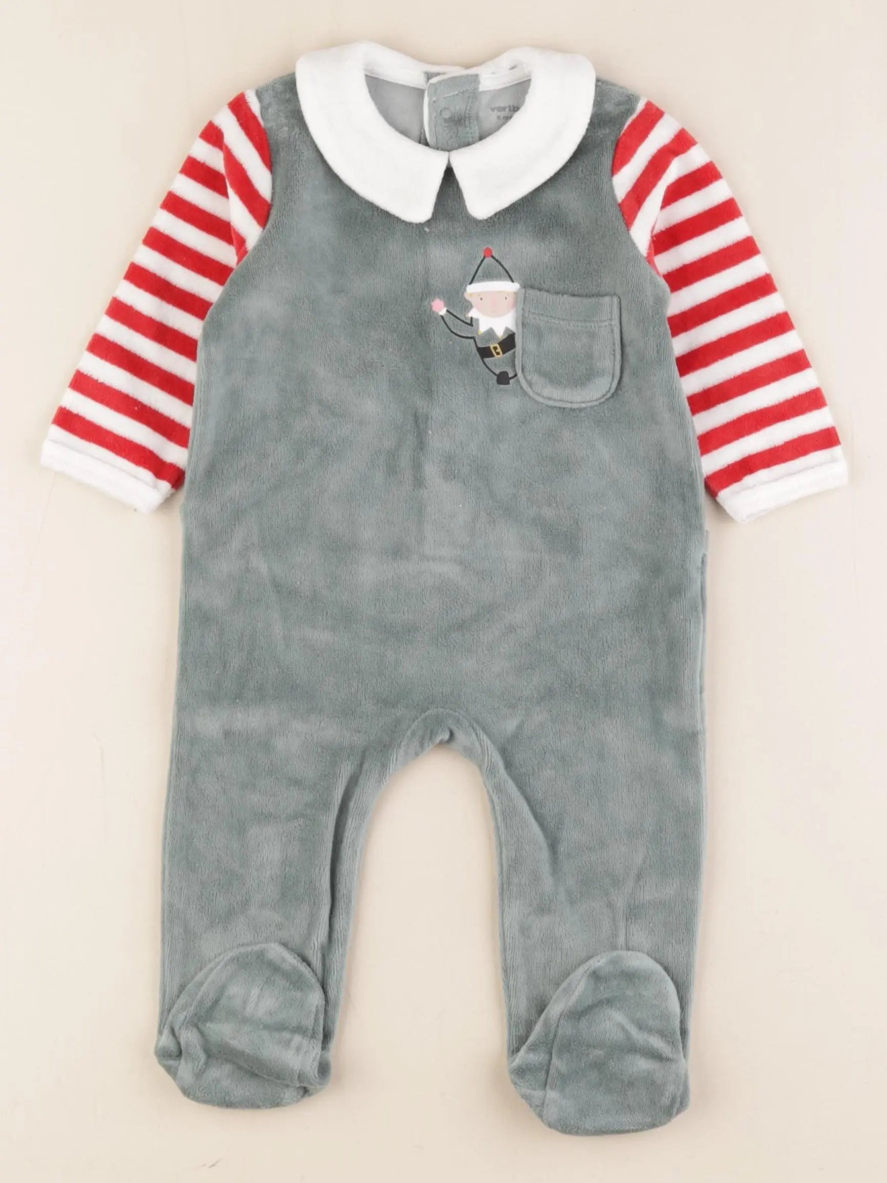 Vertbaudet - pyjama velours vert - 6 mois