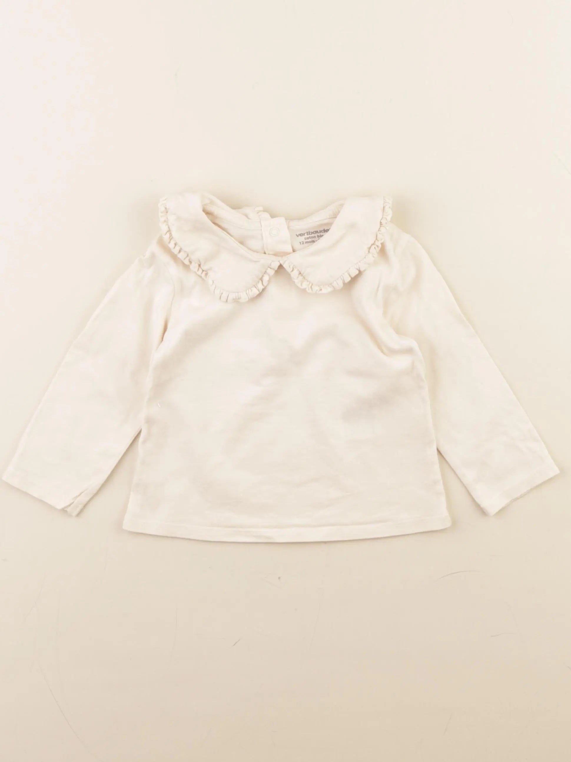 Vertbaudet - tee-shirt beige - 12 mois