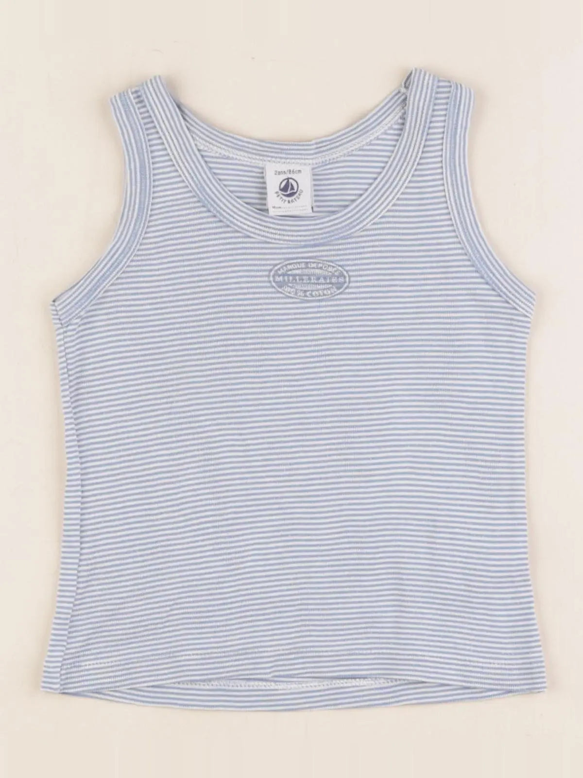 Petit Bateau - maillot de corps bleu, blanc - 2 ans