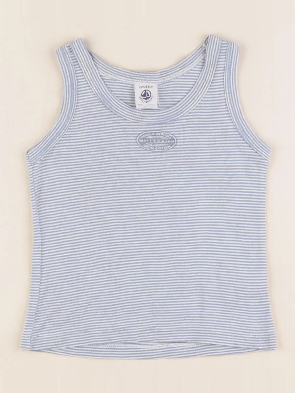 Petit Bateau - maillot de corps bleu, blanc - 2 ans