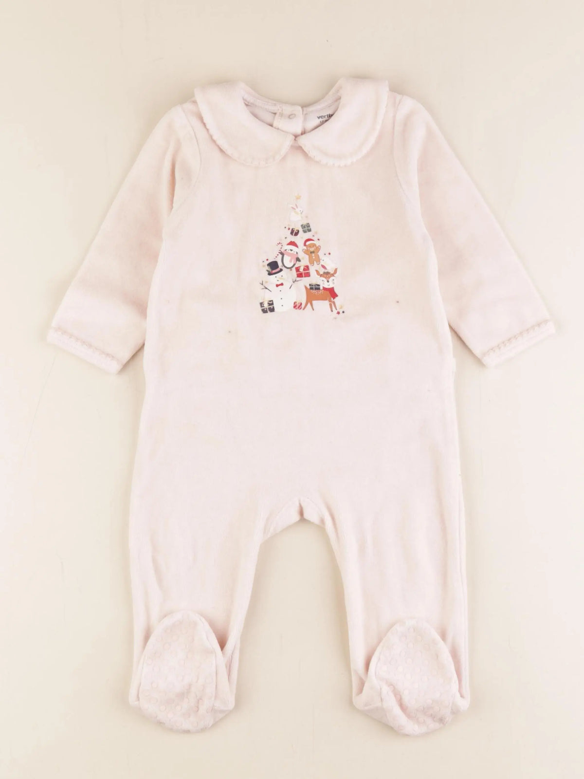 Vertbaudet - pyjama velours rose - 12 mois