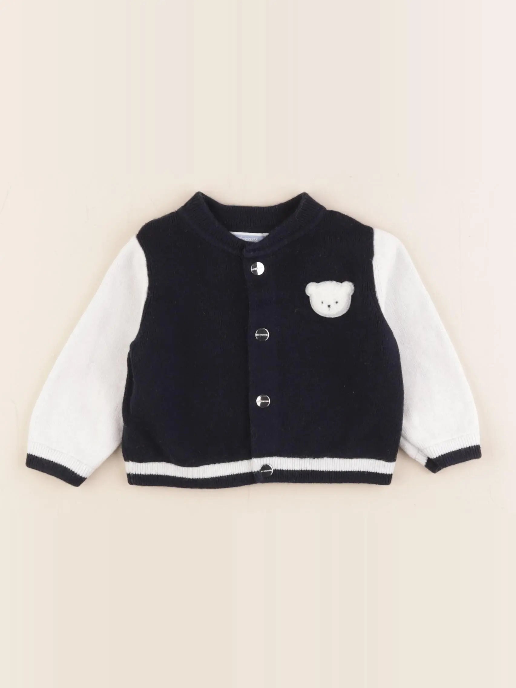 Jacadi - gilet bleu, blanc - 6 mois