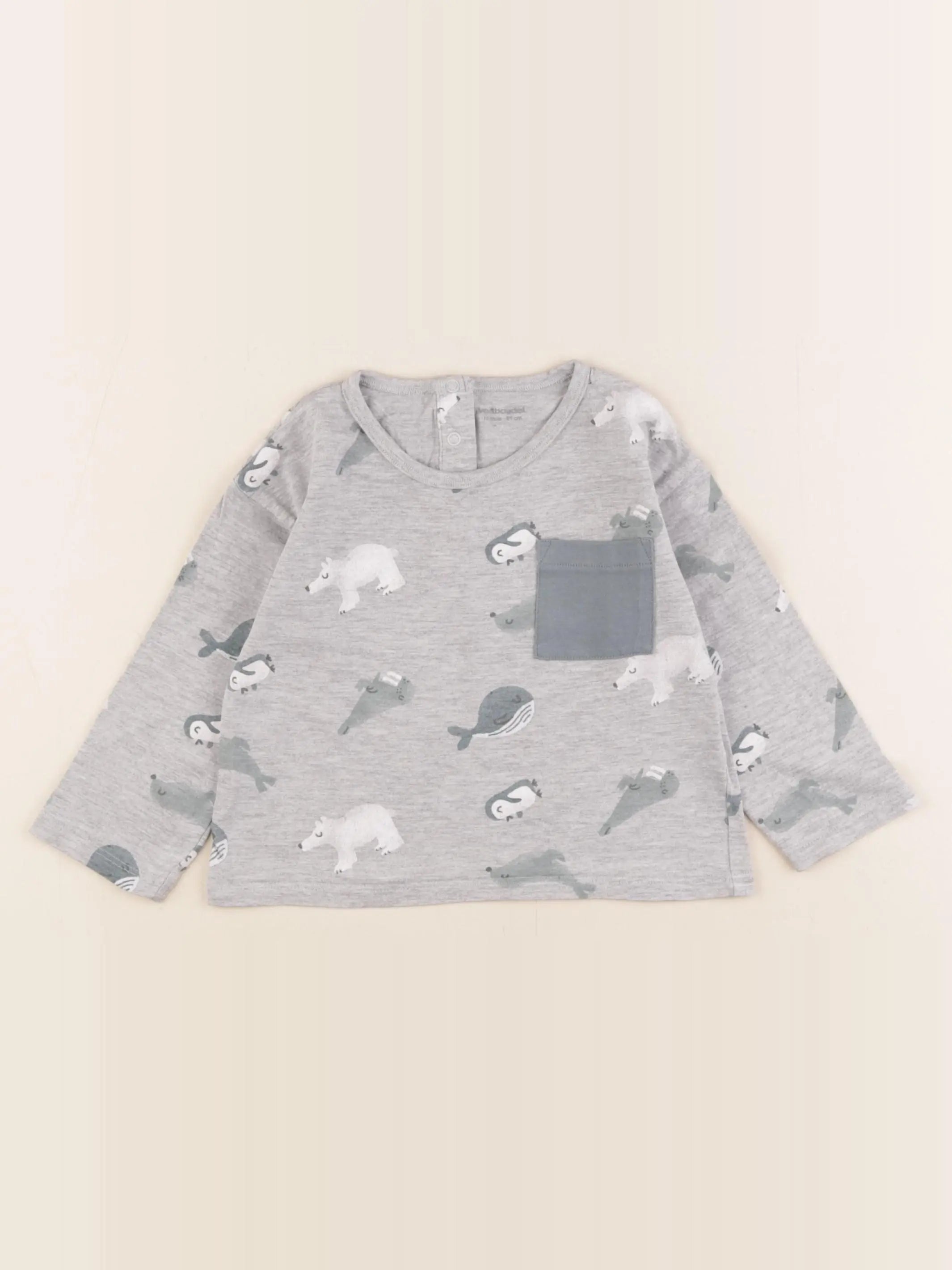 Vertbaudet - tee-shirt gris - 18 mois