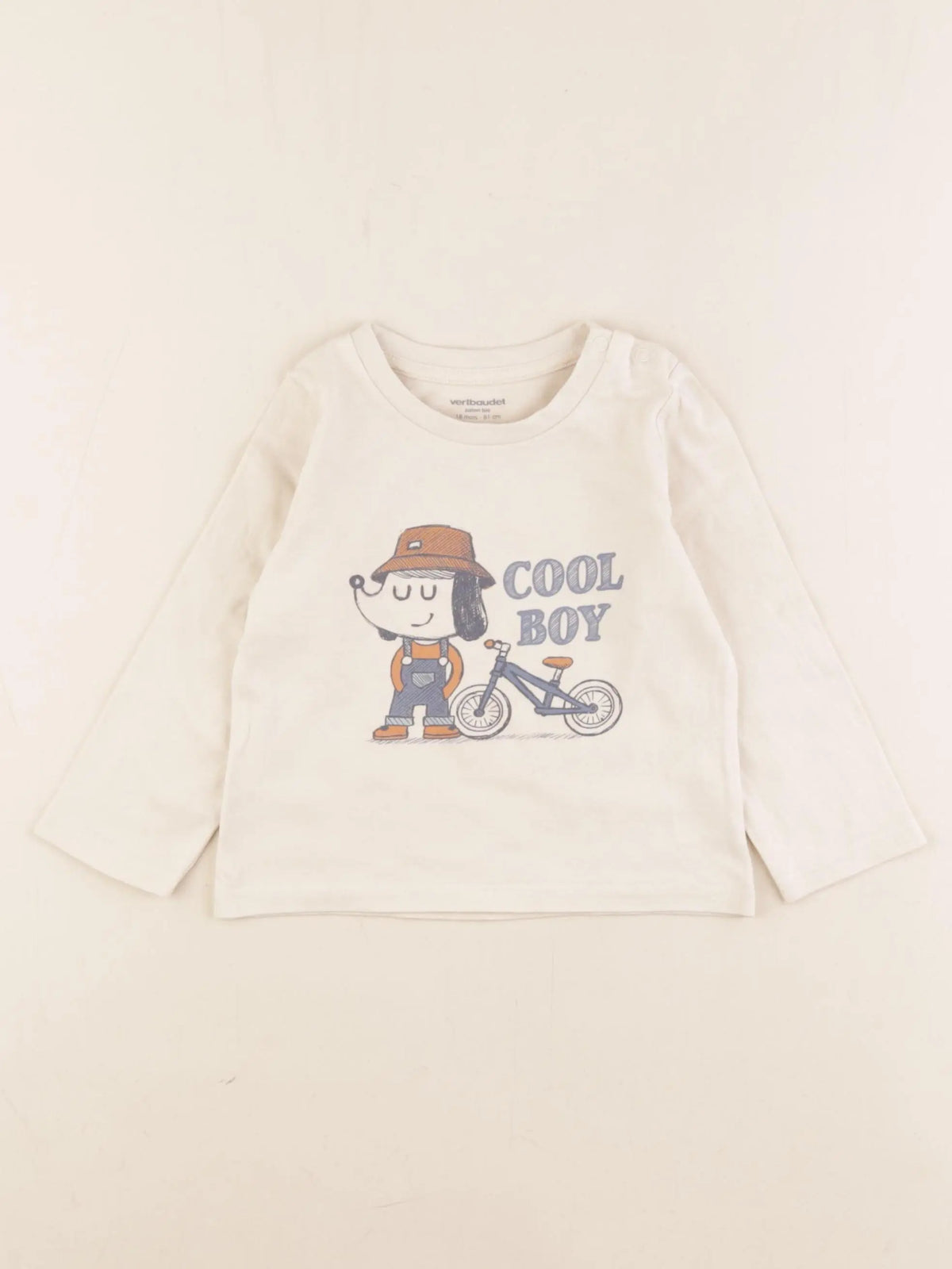 Vertbaudet - tee-shirt beige - 18 mois