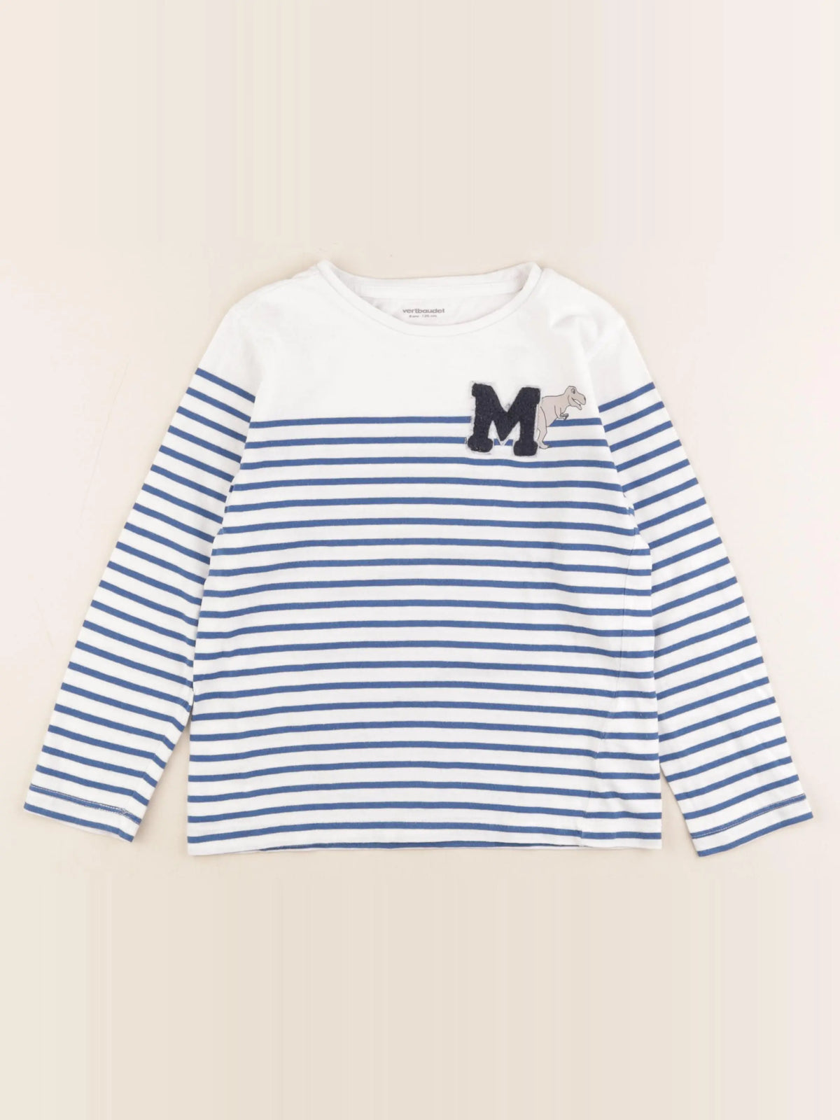 Vertbaudet - tee-shirt blanc, bleu - 8 ans