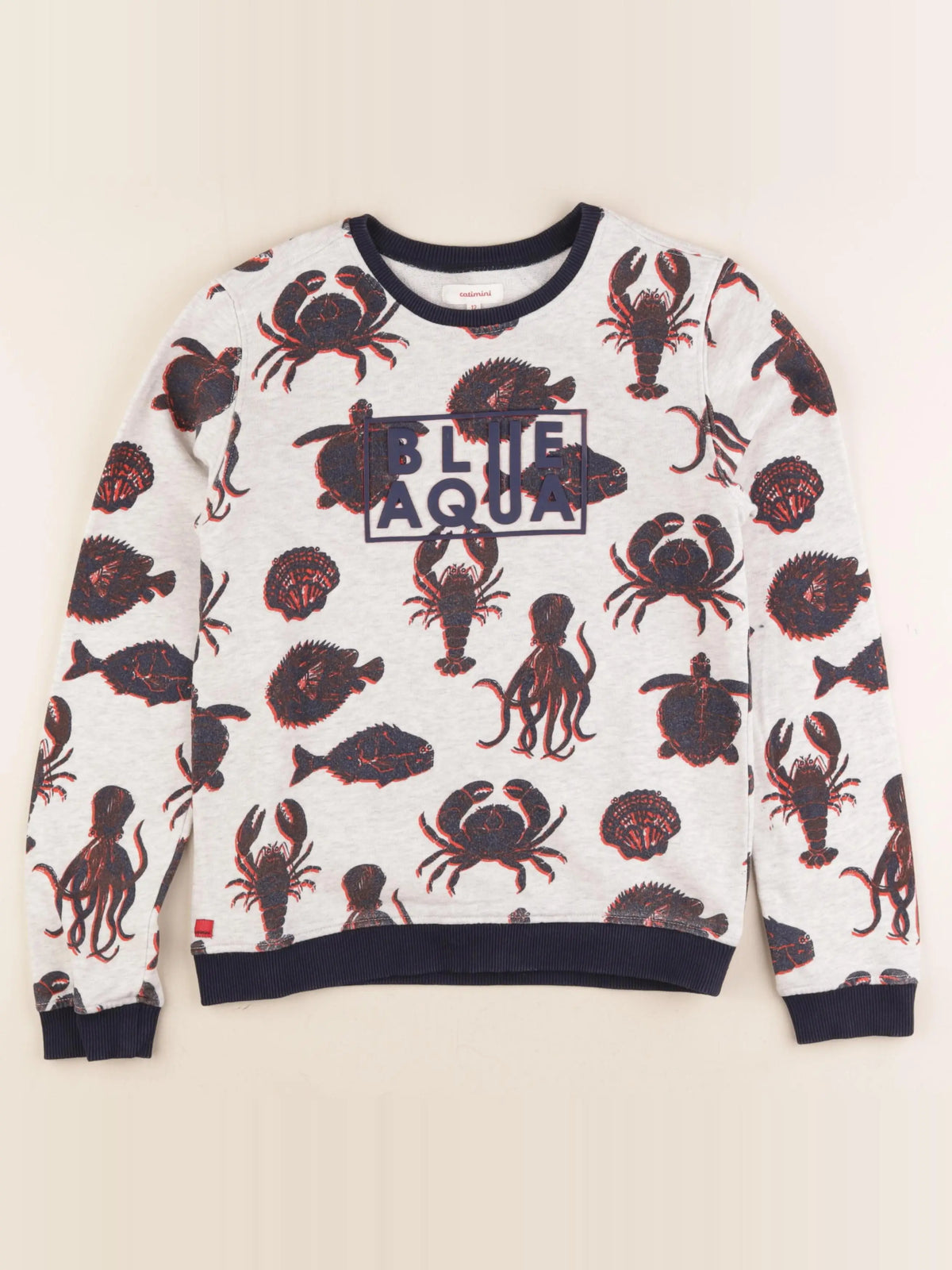 Catimini - sweat gris, bleu - 12 ans