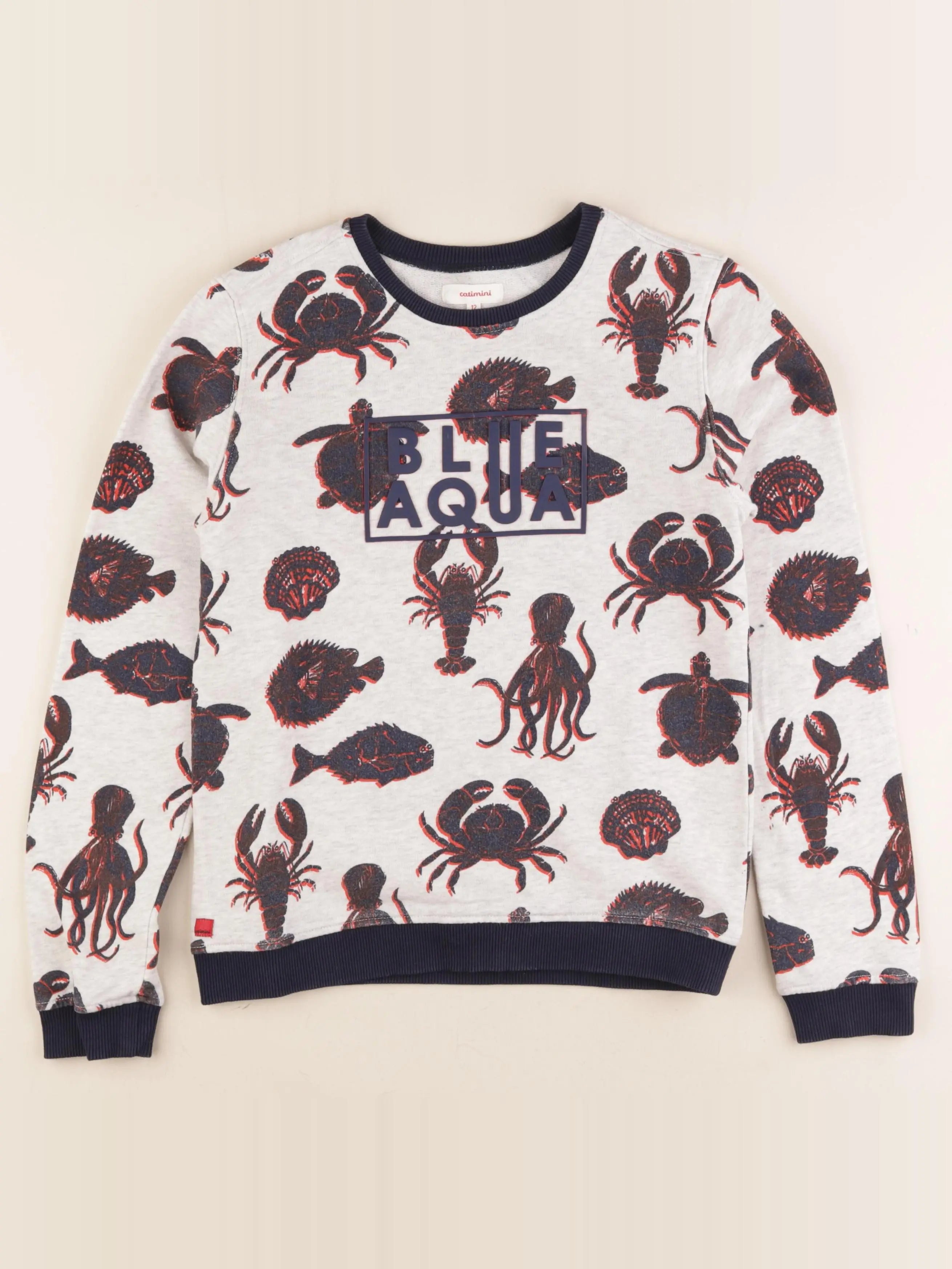 Catimini - sweat gris, bleu - 12 ans