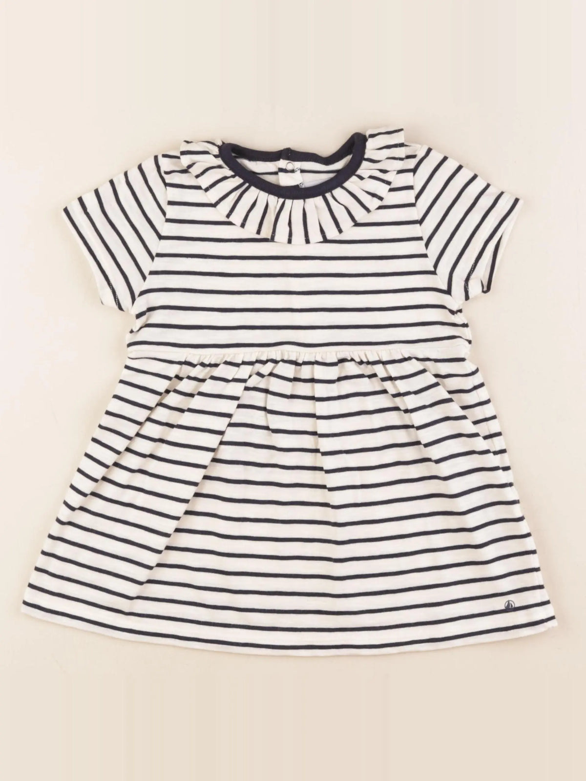 Petit Bateau - robe blanc, bleu - 18 mois