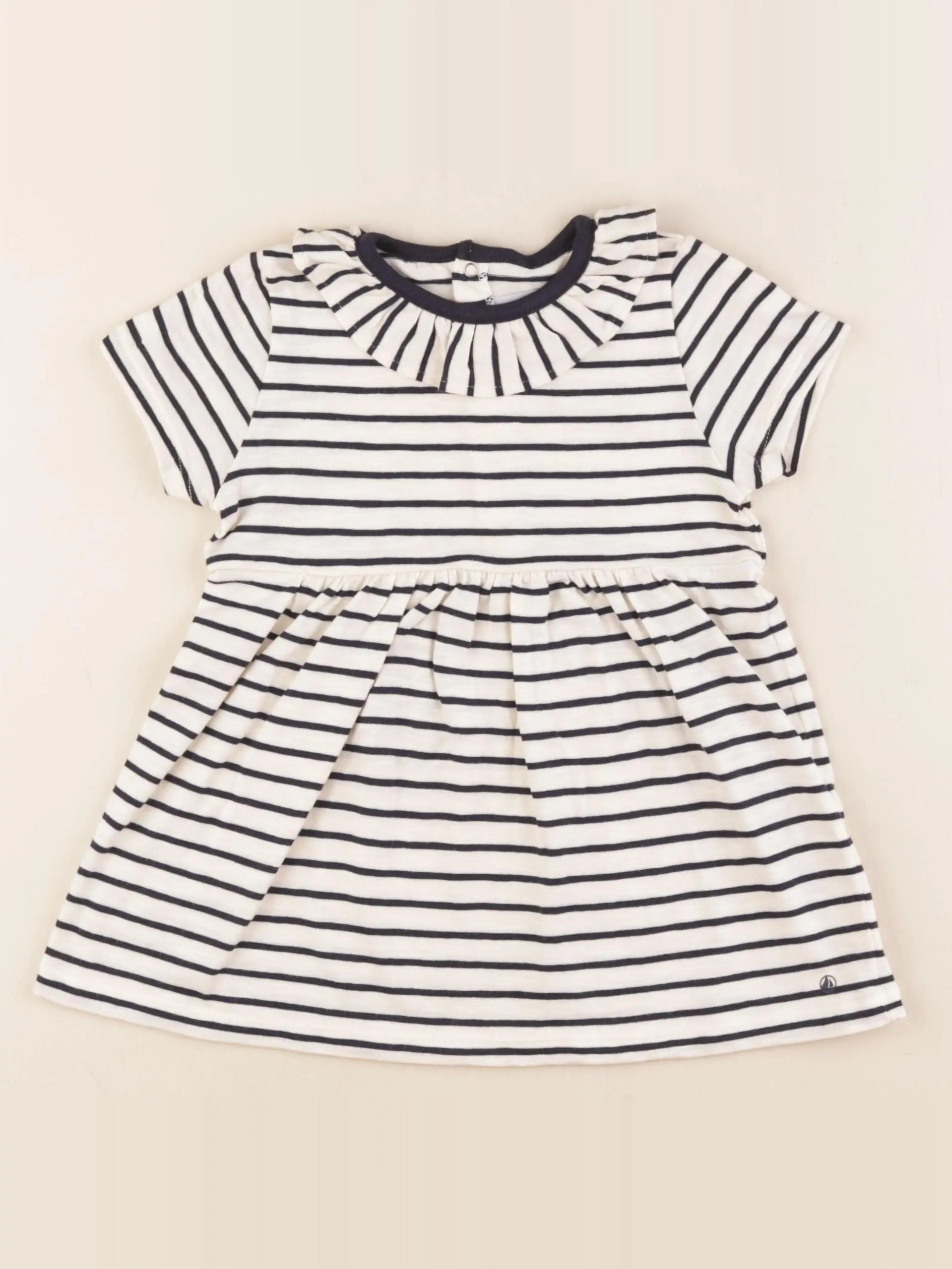 Petit Bateau - robe blanc, bleu - 18 mois