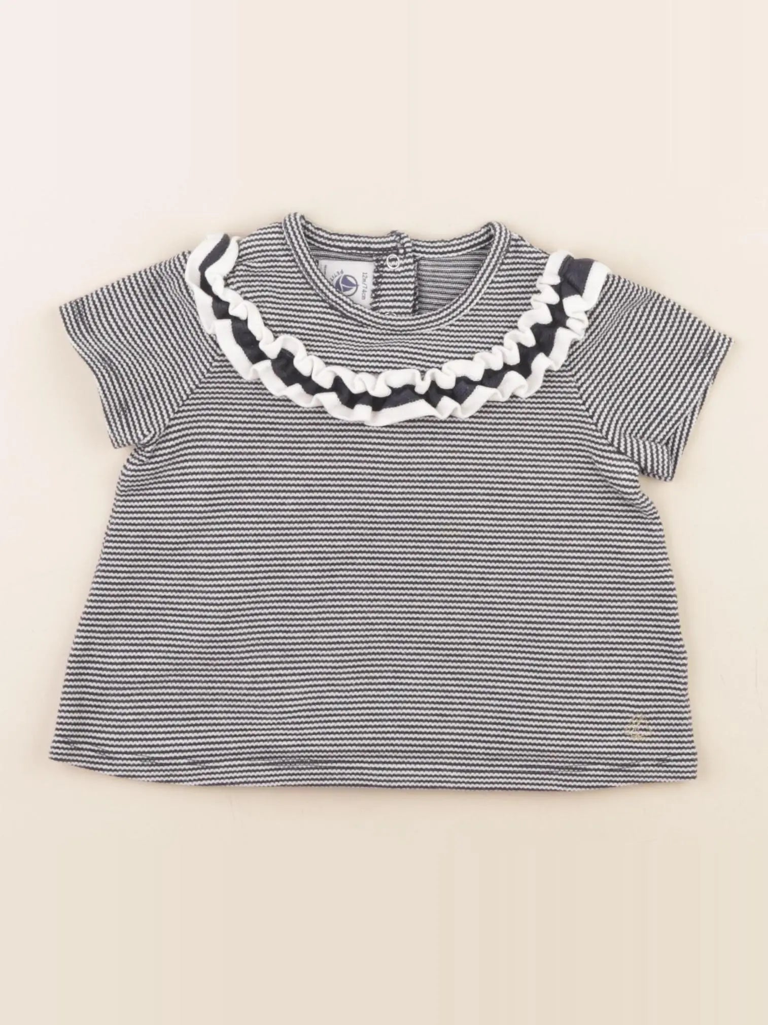Petit Bateau - tee-shirt bleu - 12 mois