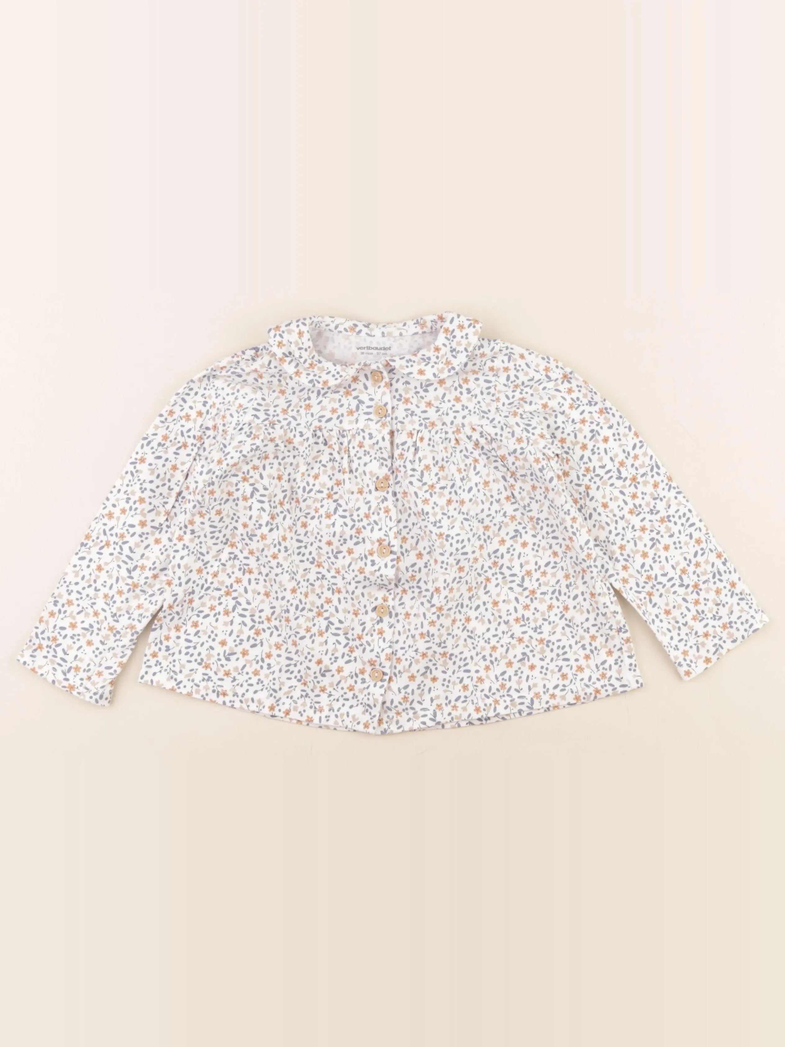 Vertbaudet - tee-shirt blanc, bleu - 36 mois