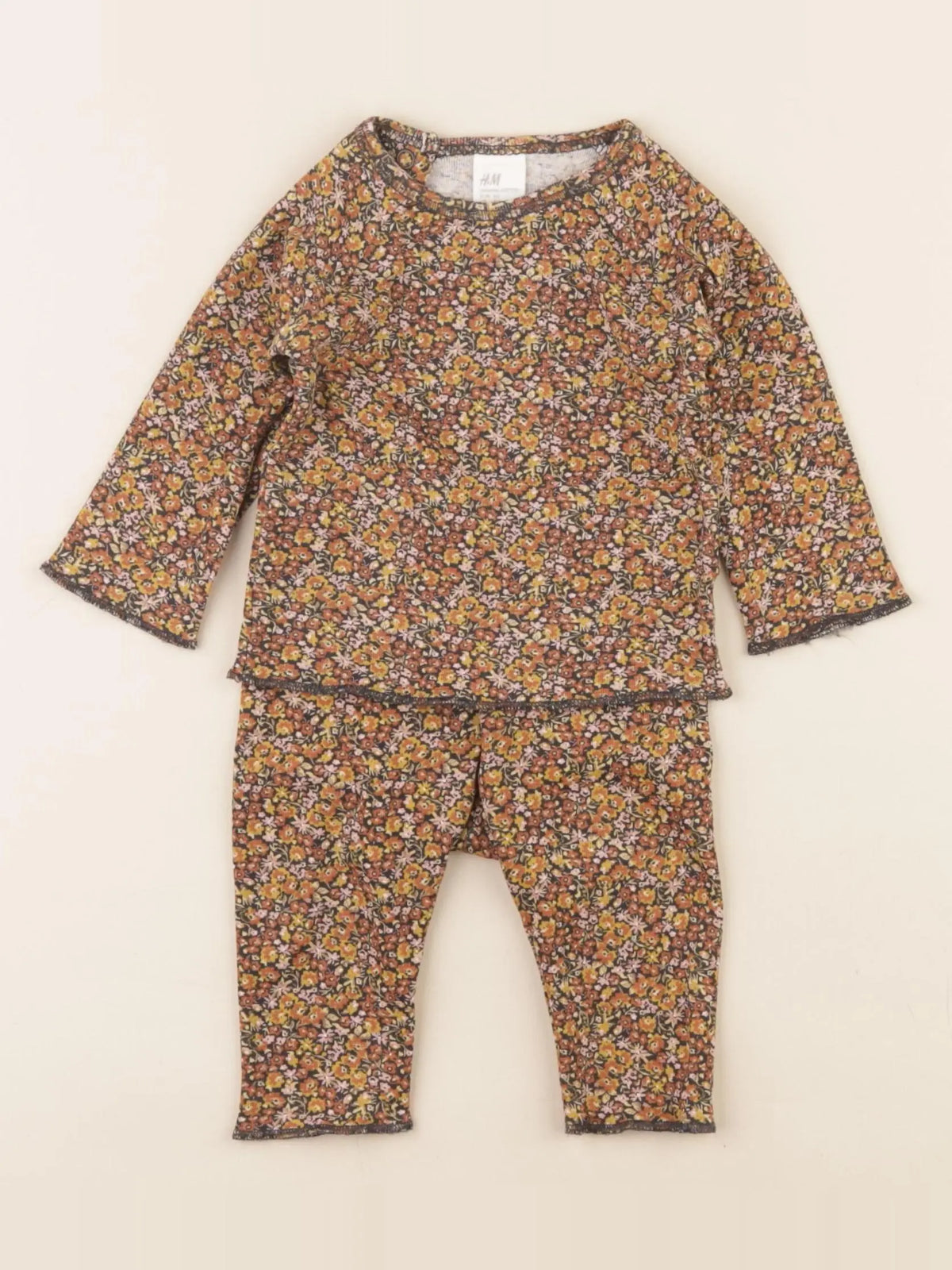 H&M - pyjama coton orange, noir - 2/4 mois