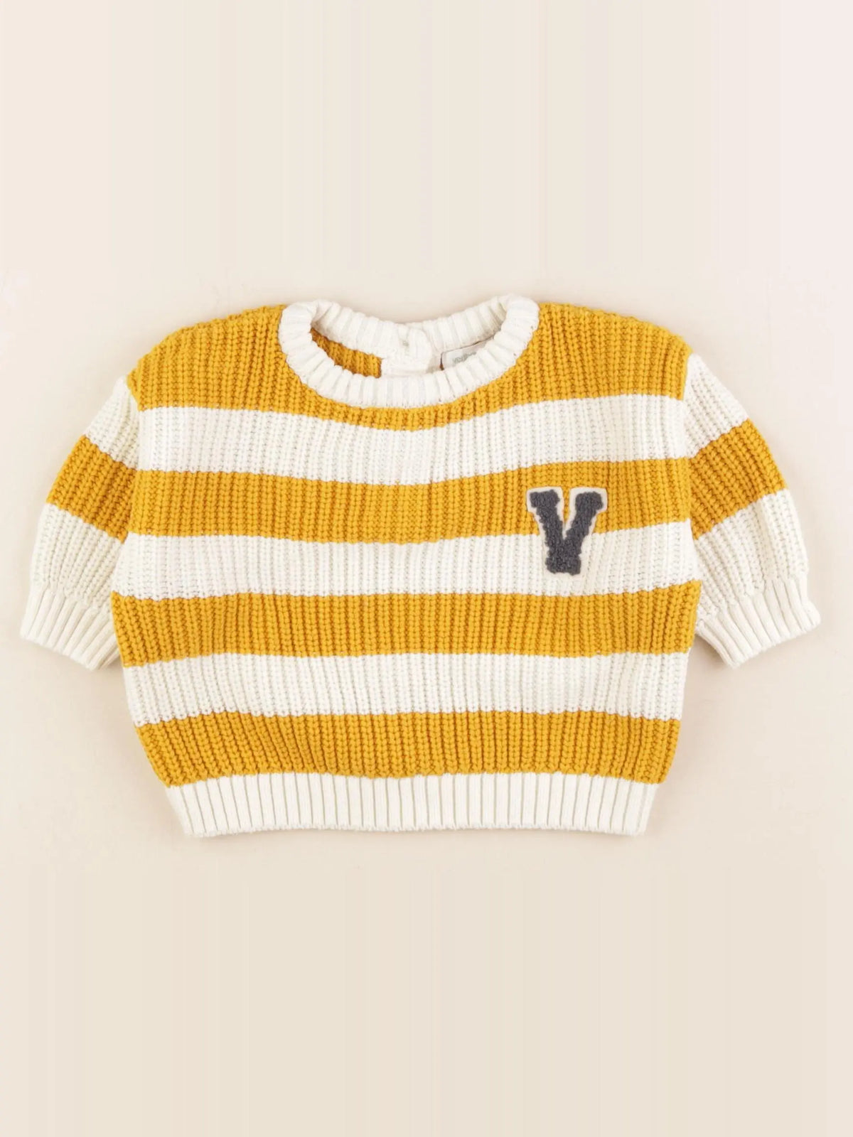 Vertbaudet - pull beige, jaune - 6 mois