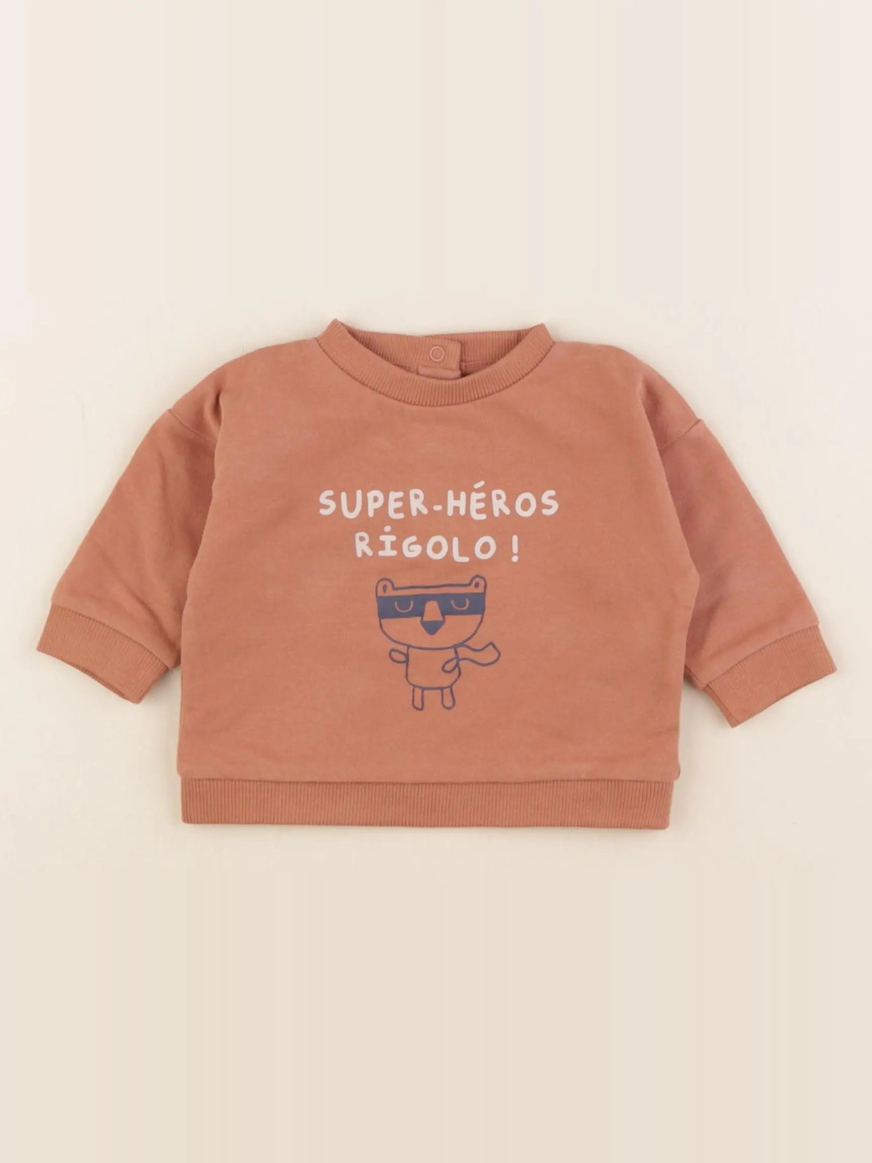 Vertbaudet - sweat marron - 3 mois