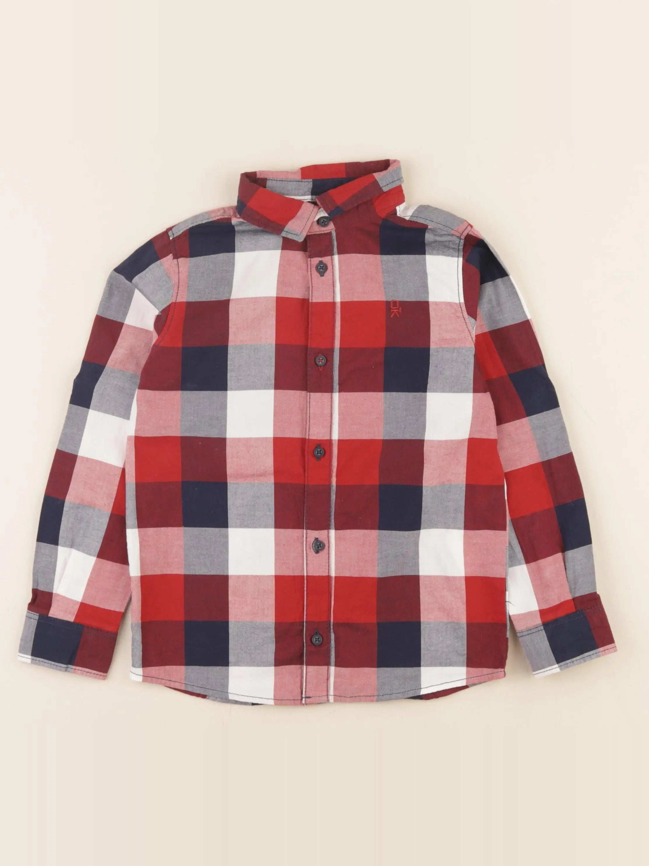 Okaidi - chemise bleu, rouge - 5 ans