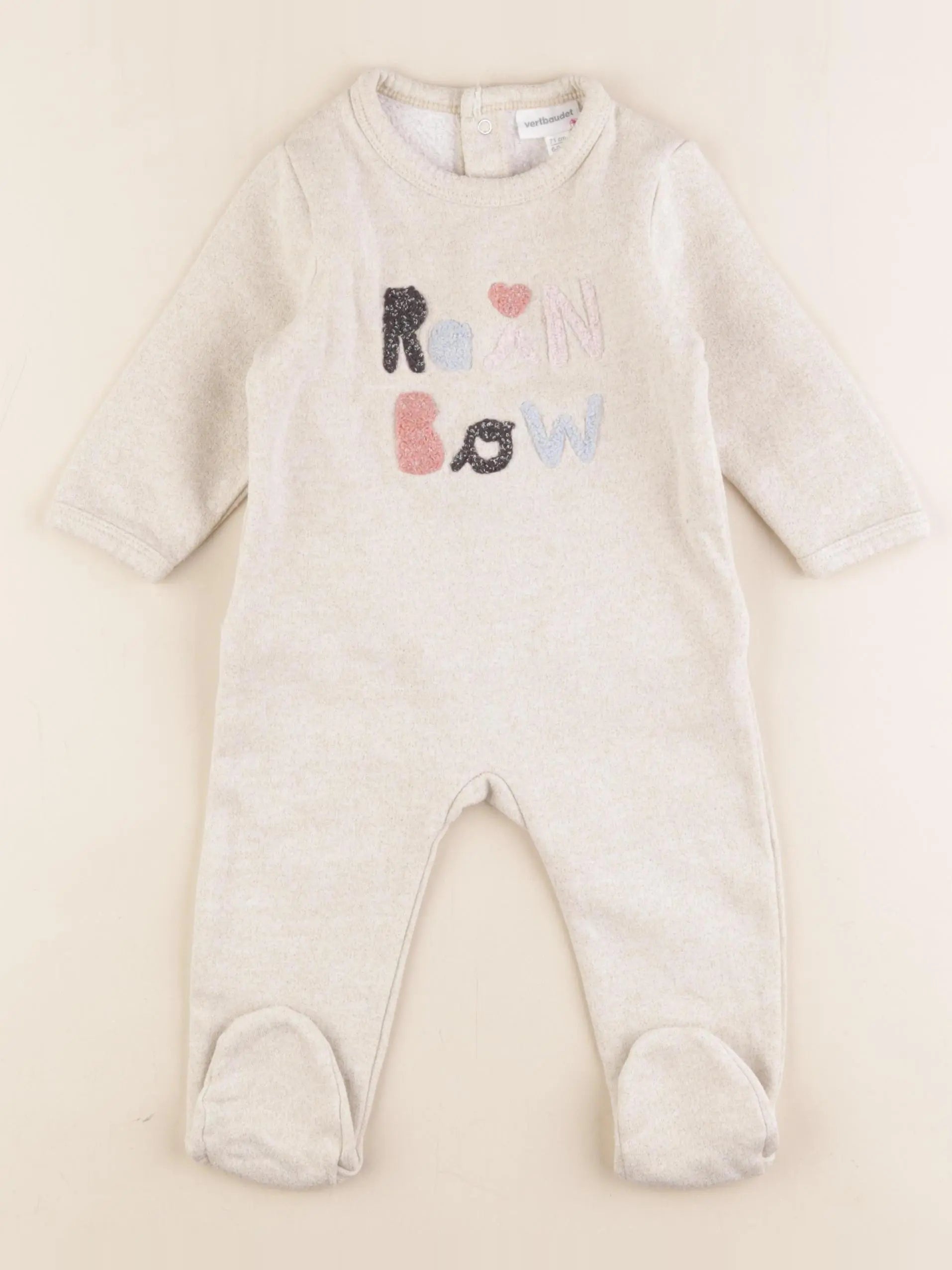 Vertbaudet - pyjama coton beige, or - 6/9 mois