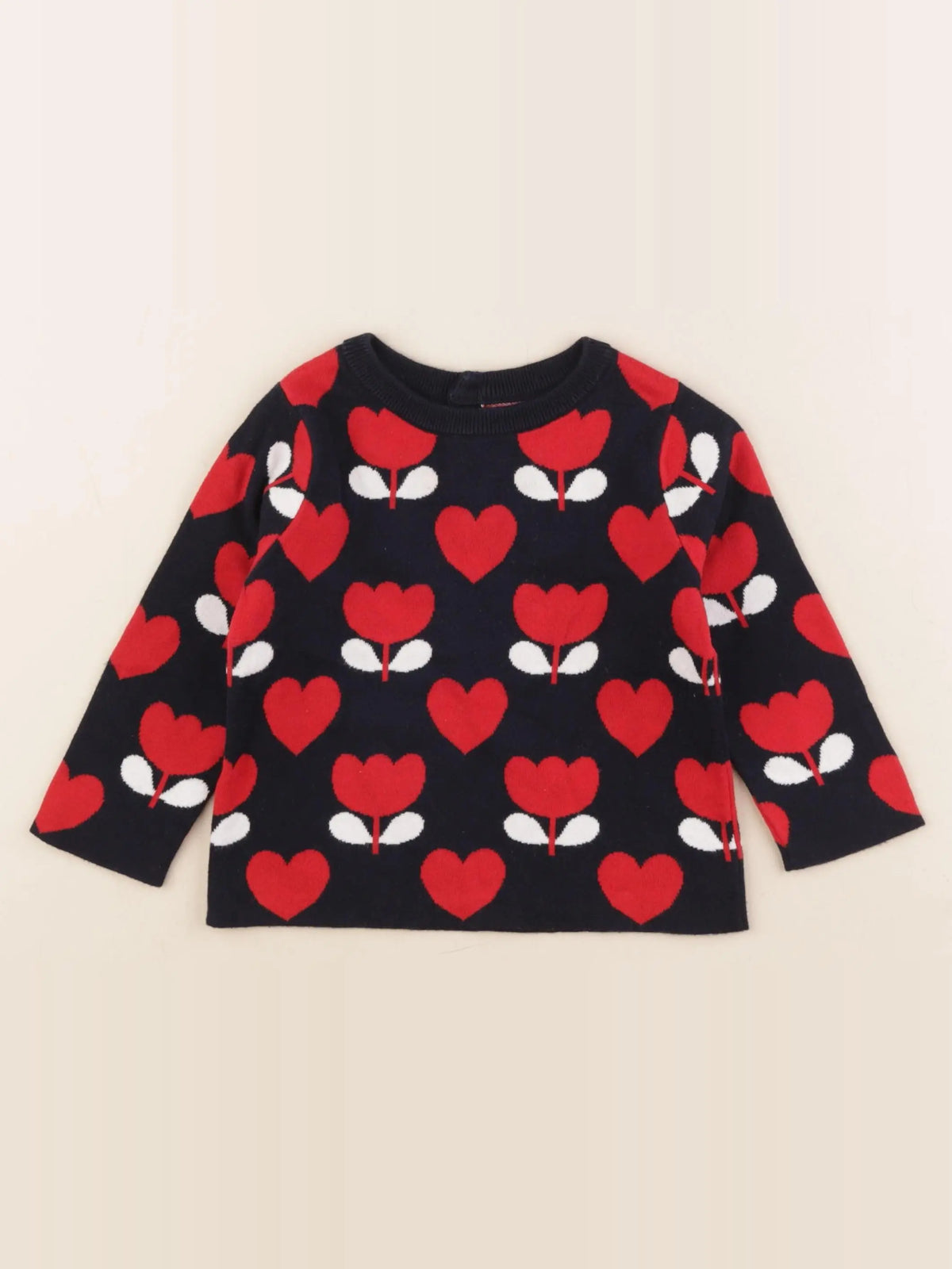 Jacadi - pull bleu, rouge - 24 mois