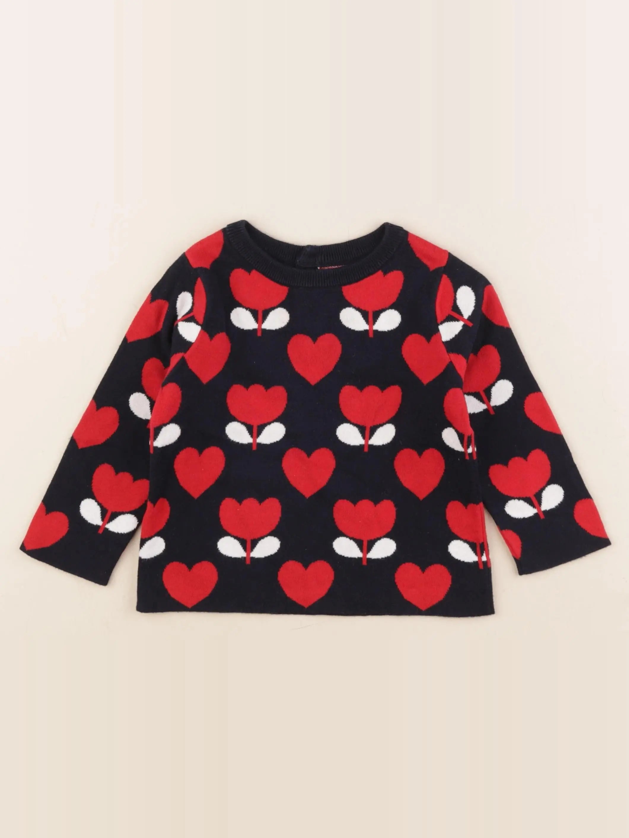 Jacadi - pull bleu, rouge - 24 mois