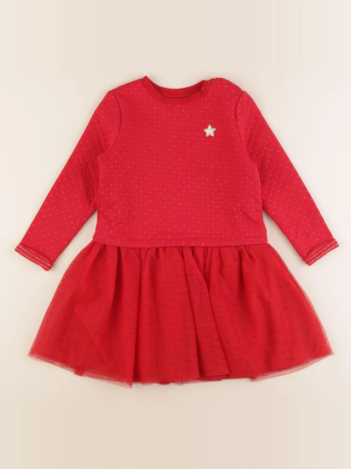 Vertbaudet - robe rouge, or - 6 ans
