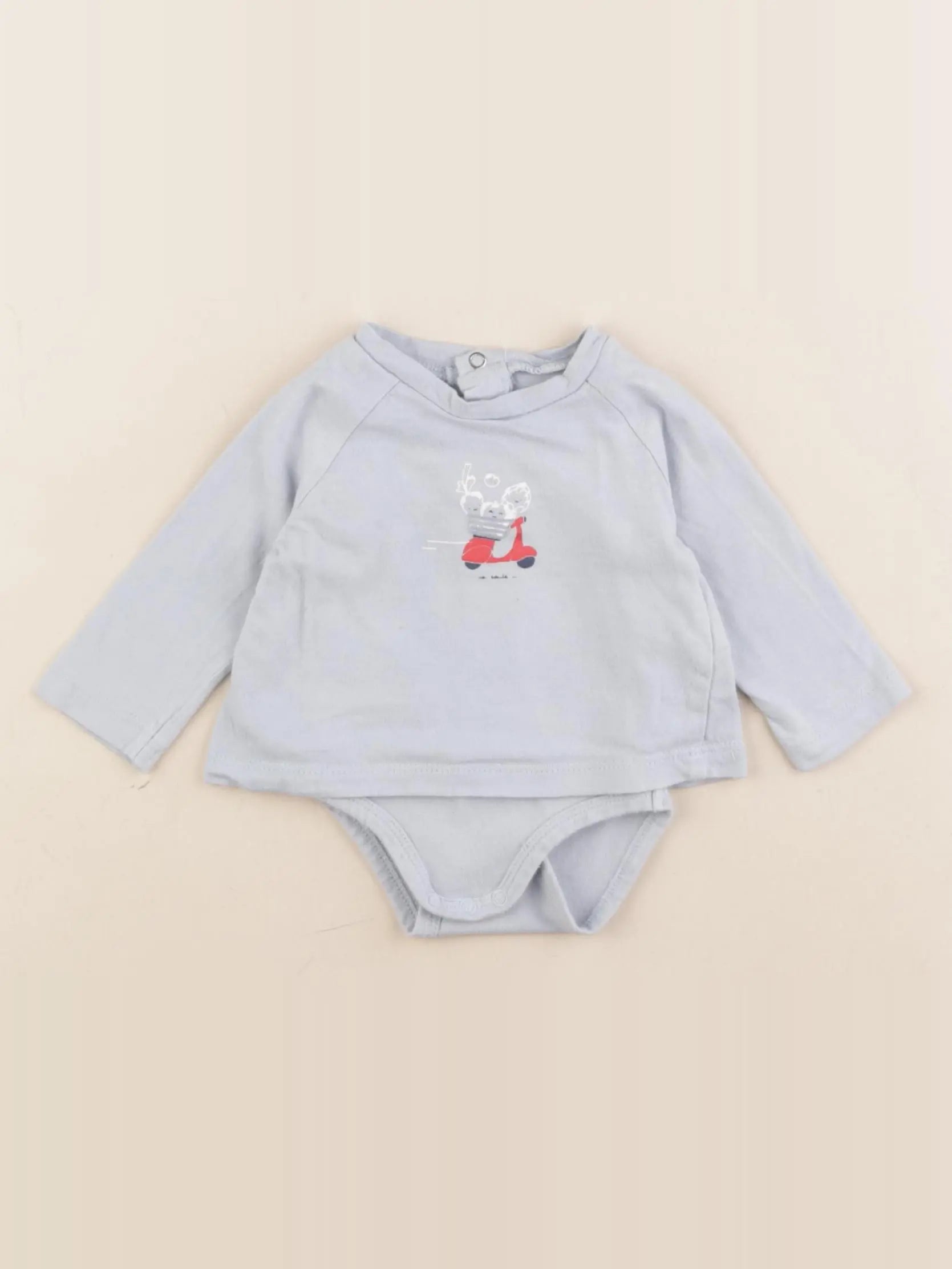Vertbaudet - body tee-shirt bleu - 1 mois