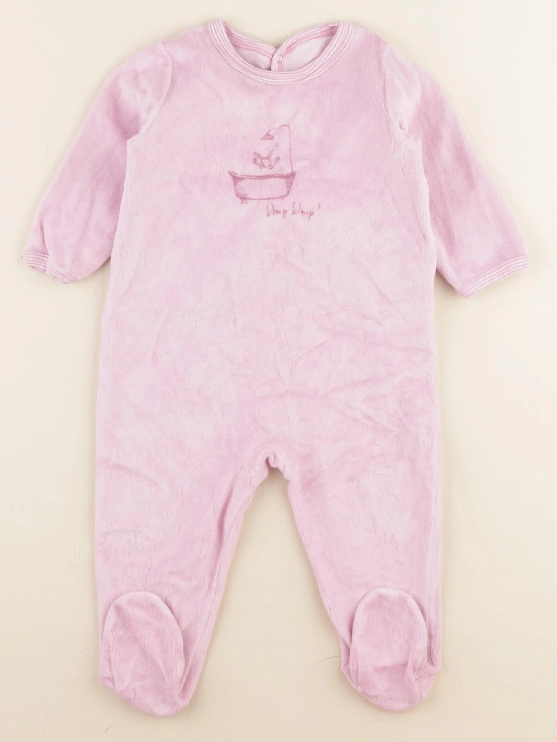 Petit Bateau - pyjama velours rose - 12 mois