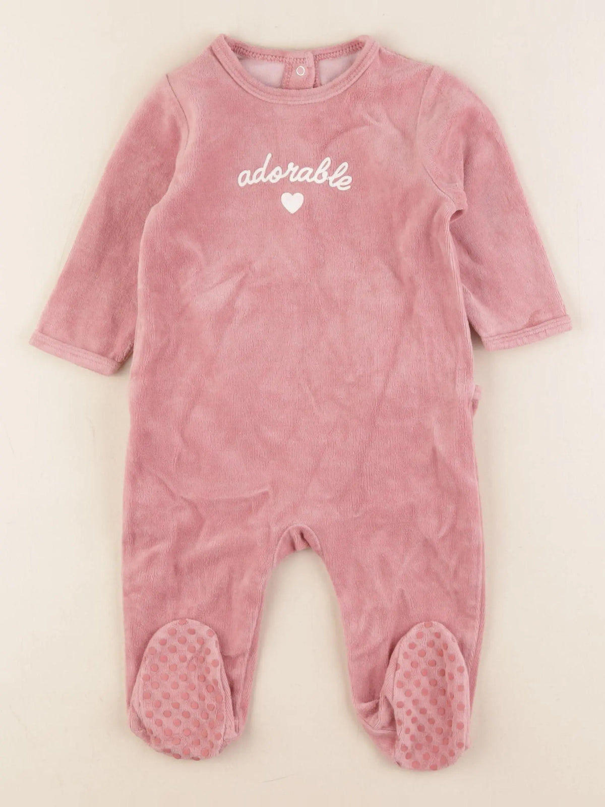 Vertbaudet - pyjama velours rose - 9 mois