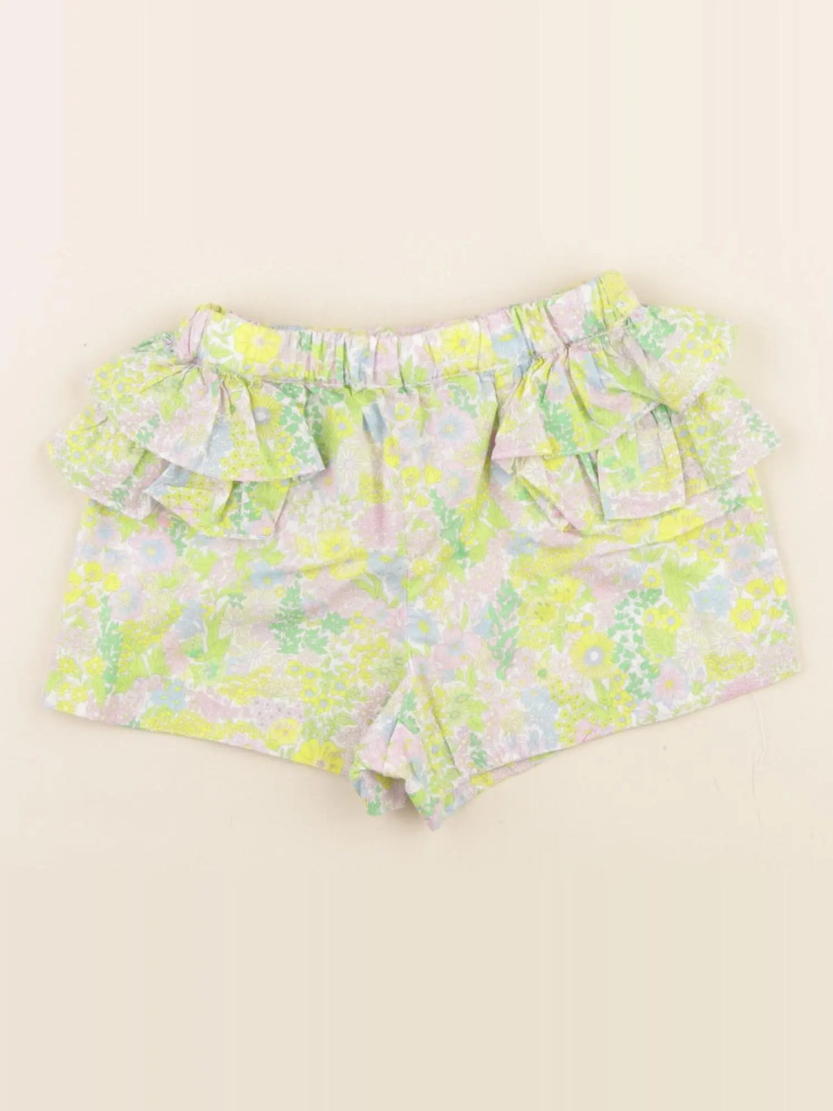 Jacadi - short volants au dos, liberty vert - 24 mois