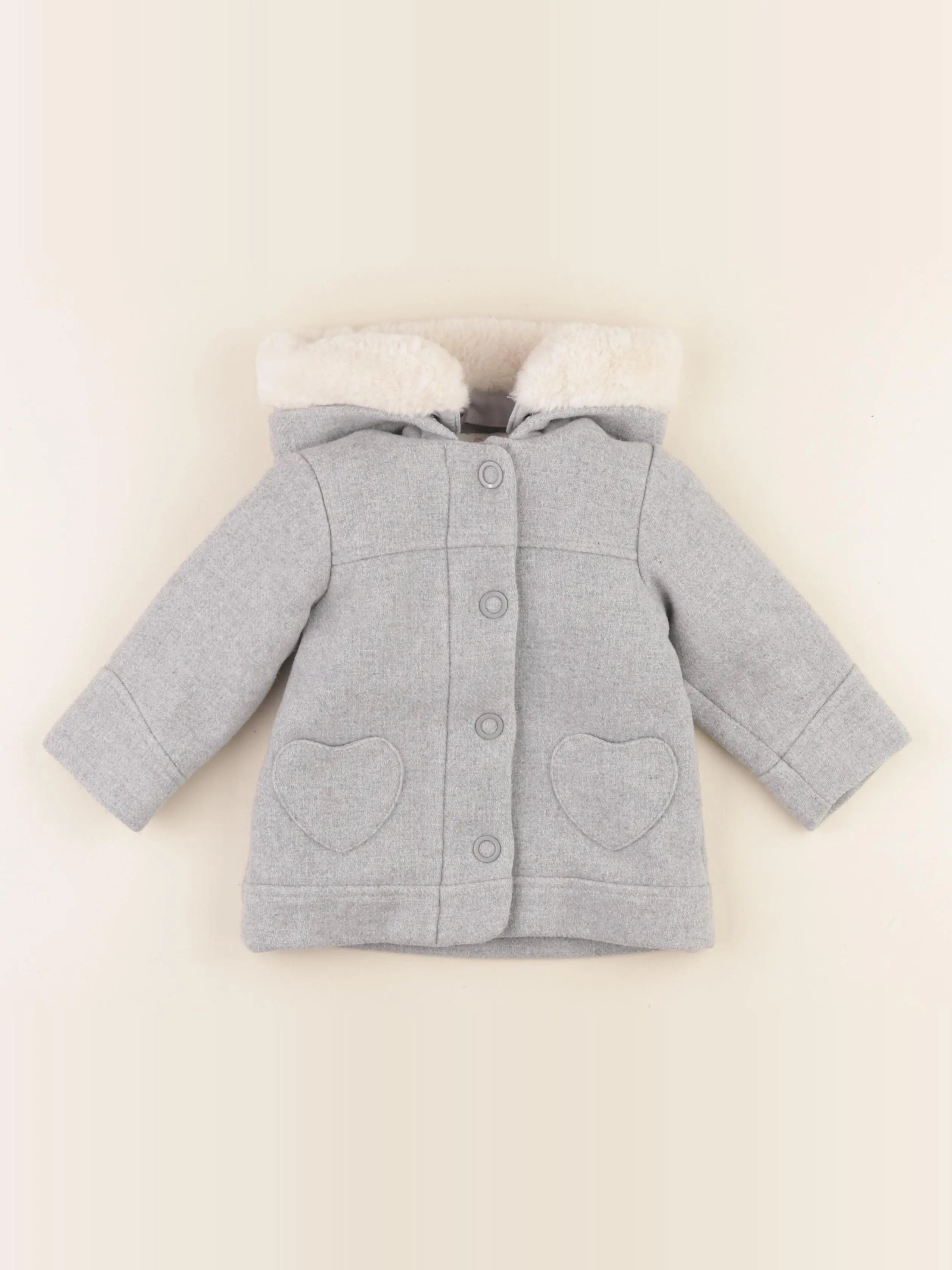Vertbaudet - manteau gris - 12 mois