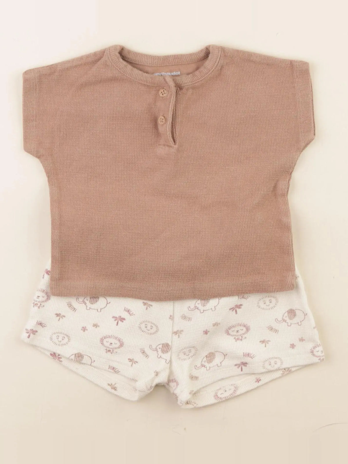 Vertbaudet - ensemble beige - 9 mois