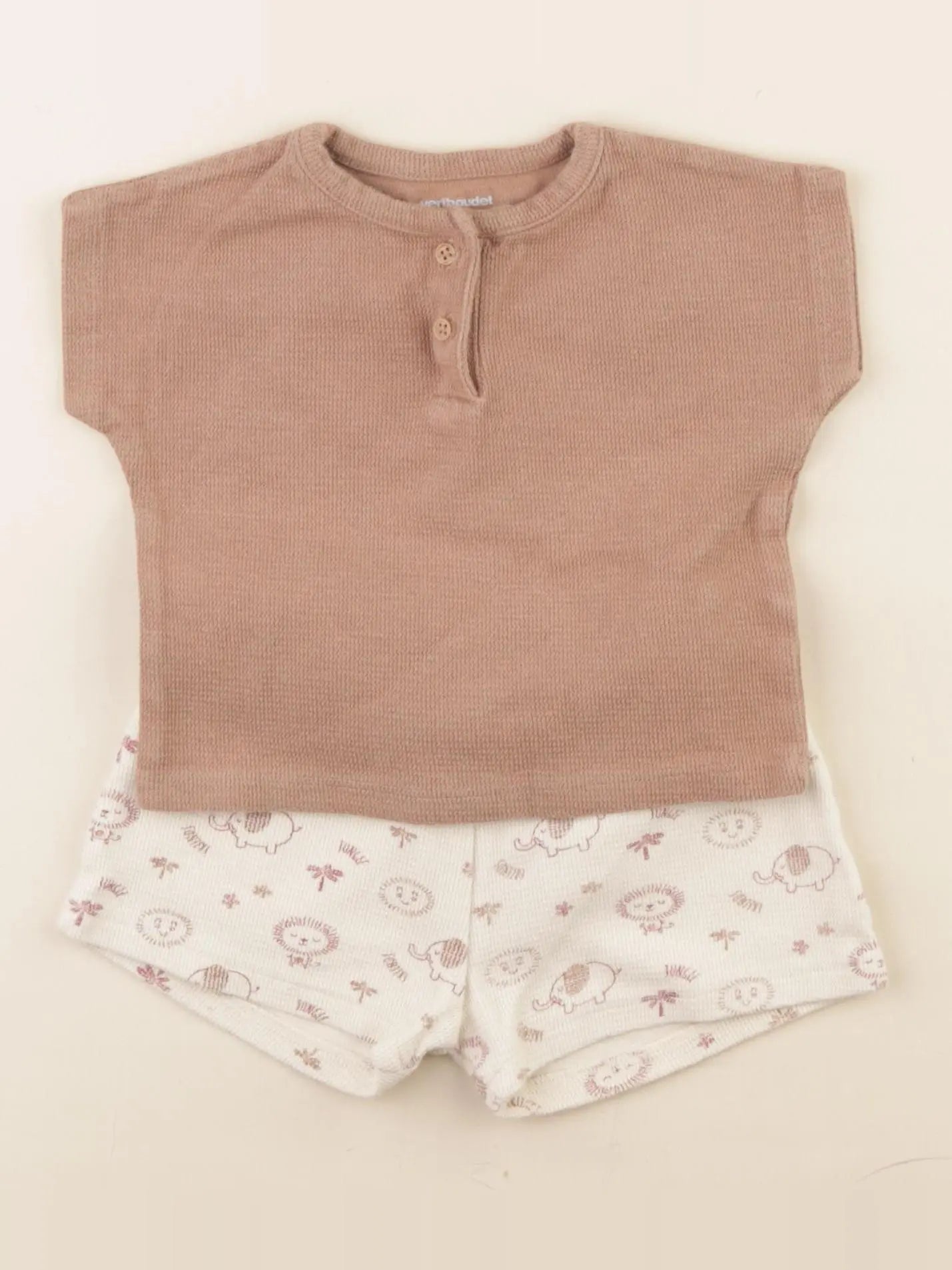 Vertbaudet - ensemble beige - 9 mois