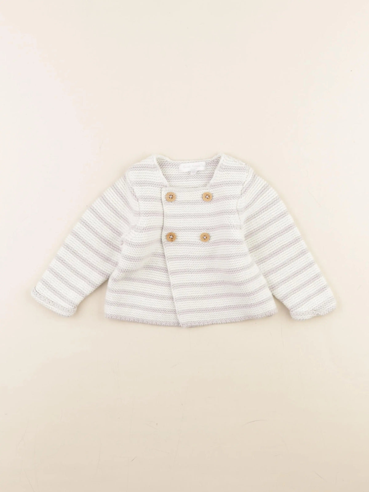 Cadet Rousselle - gilet blanc, gris - 6 mois