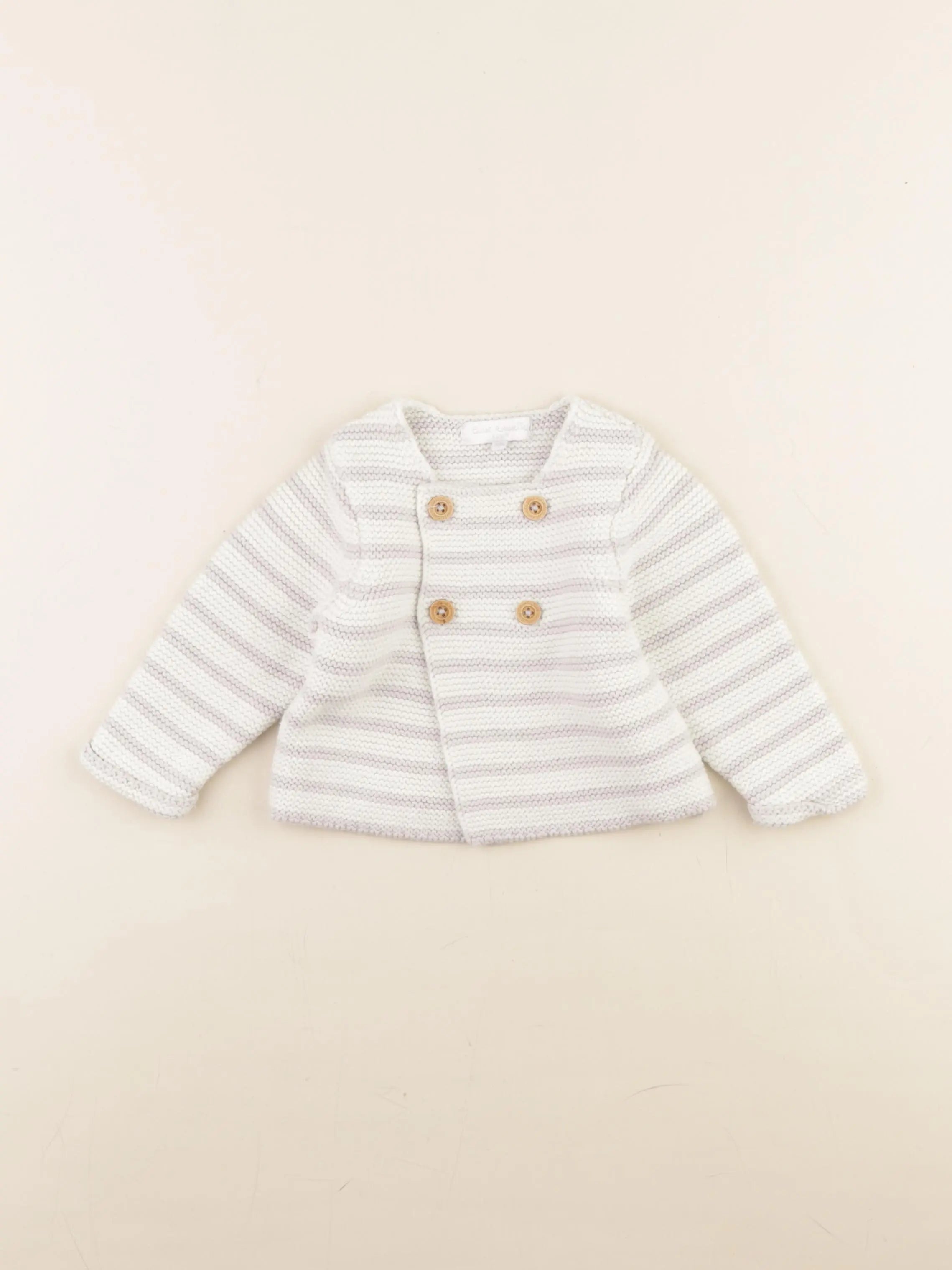 Cadet Rousselle - gilet blanc, gris - 6 mois