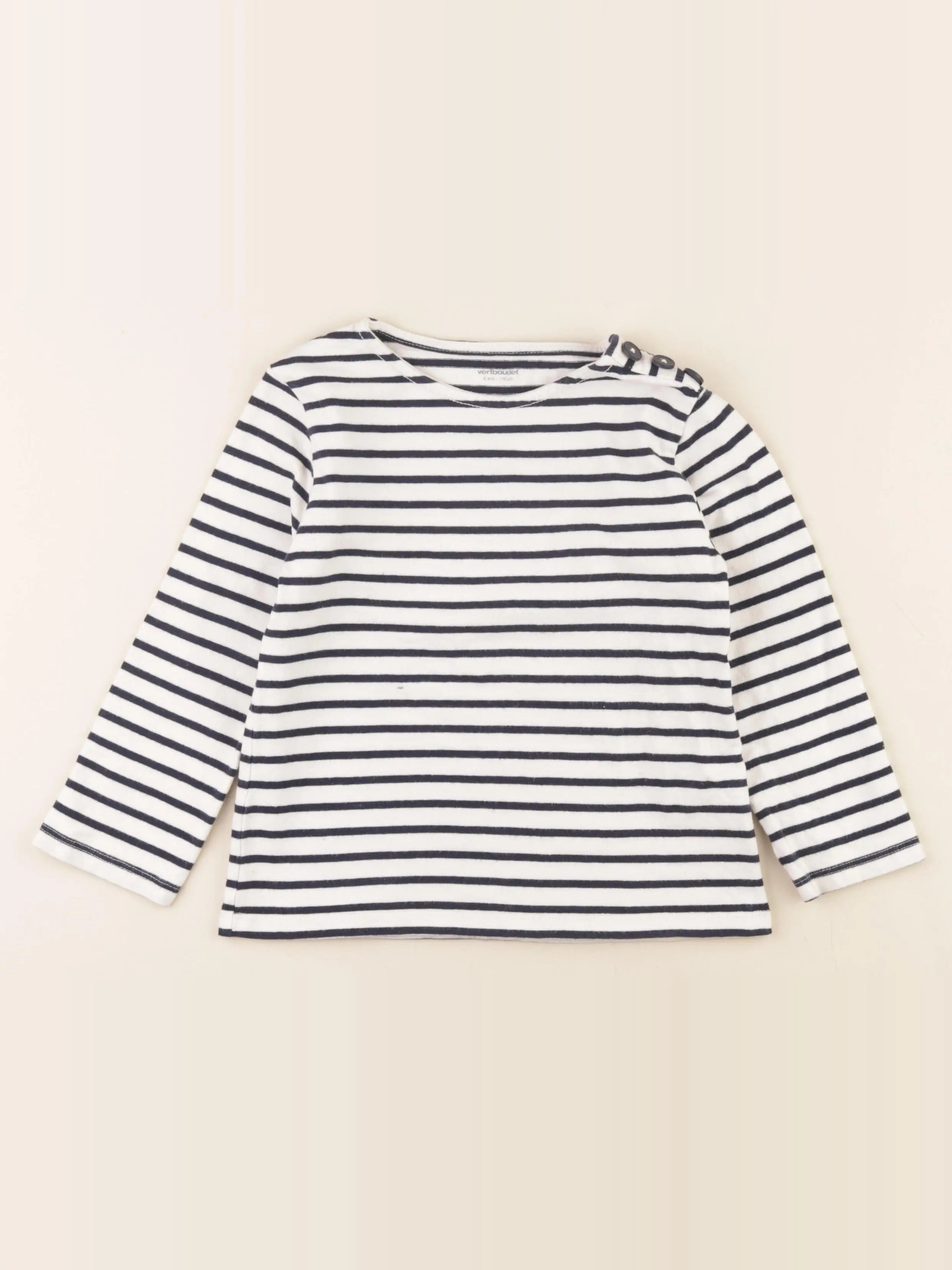Vertbaudet - tee-shirt bleu, blanc - 6 ans