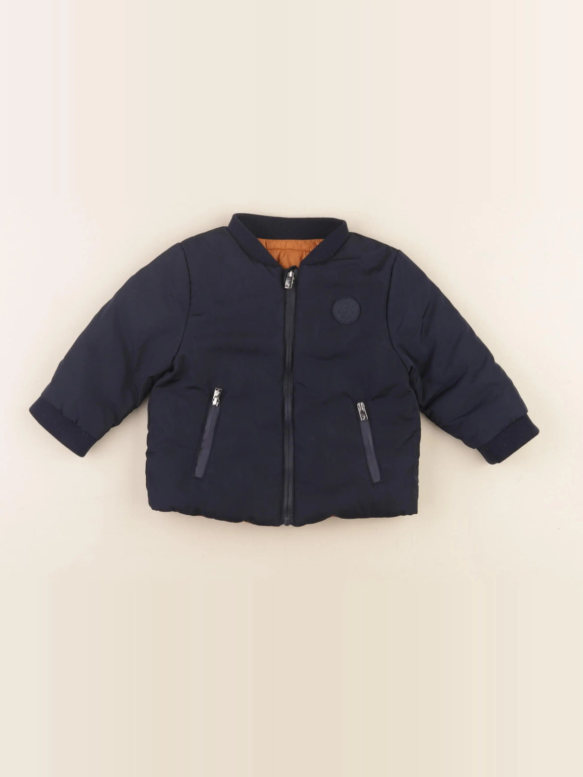Jacadi - veste réversible bleu, marron - 12 mois