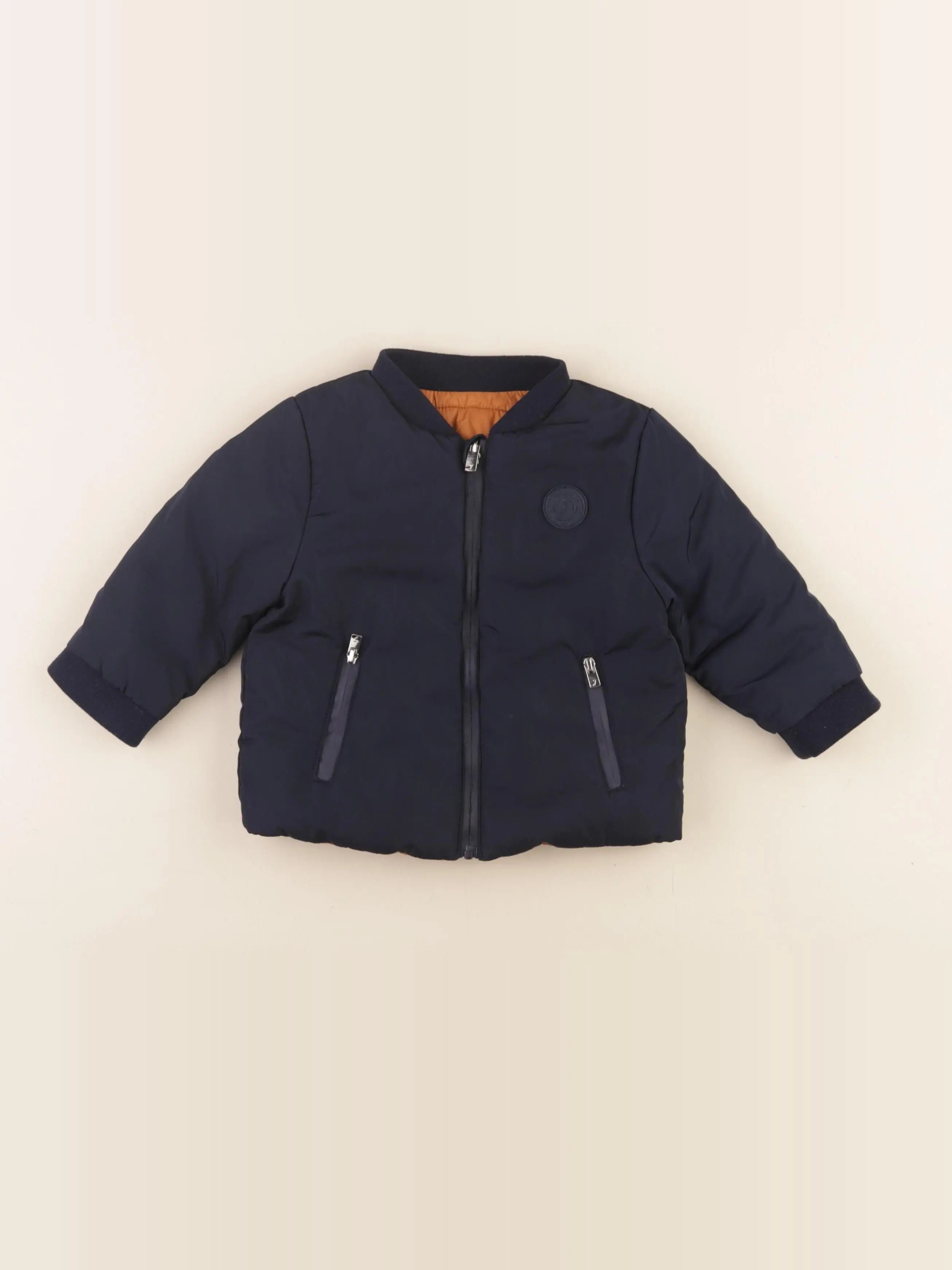 Jacadi - veste réversible bleu, marron - 12 mois