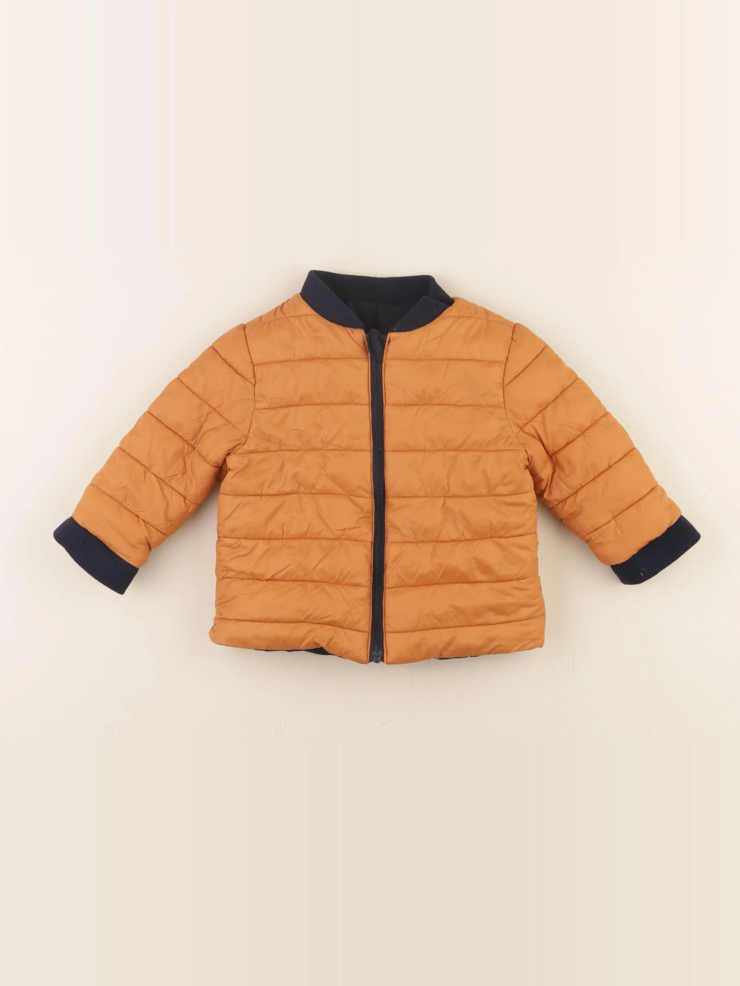 Jacadi - veste réversible bleu, marron - 12 mois