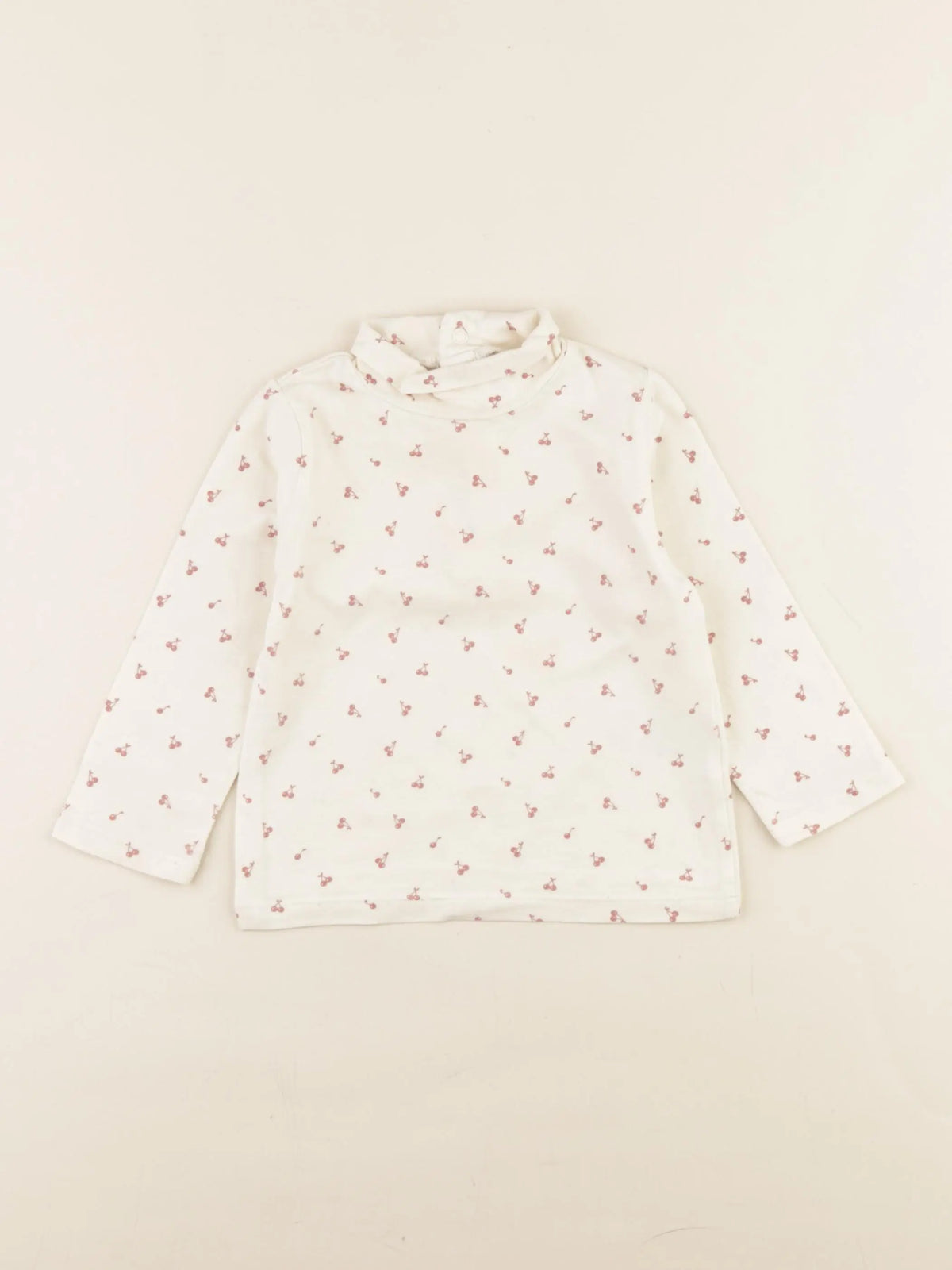 Vertbaudet - sous-pull blanc, rose - 12 mois