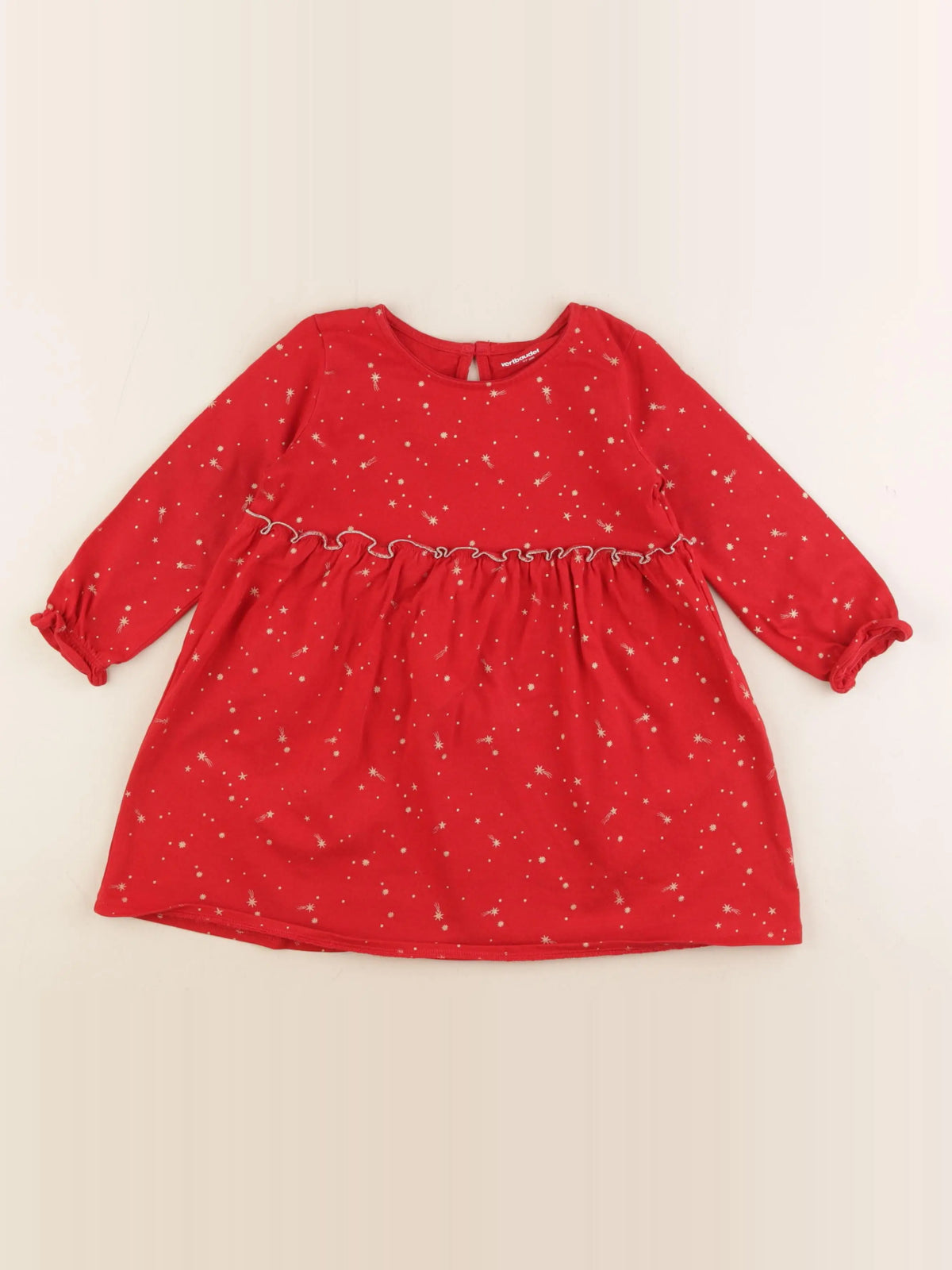 Vertbaudet - robe rouge, or - 3 ans