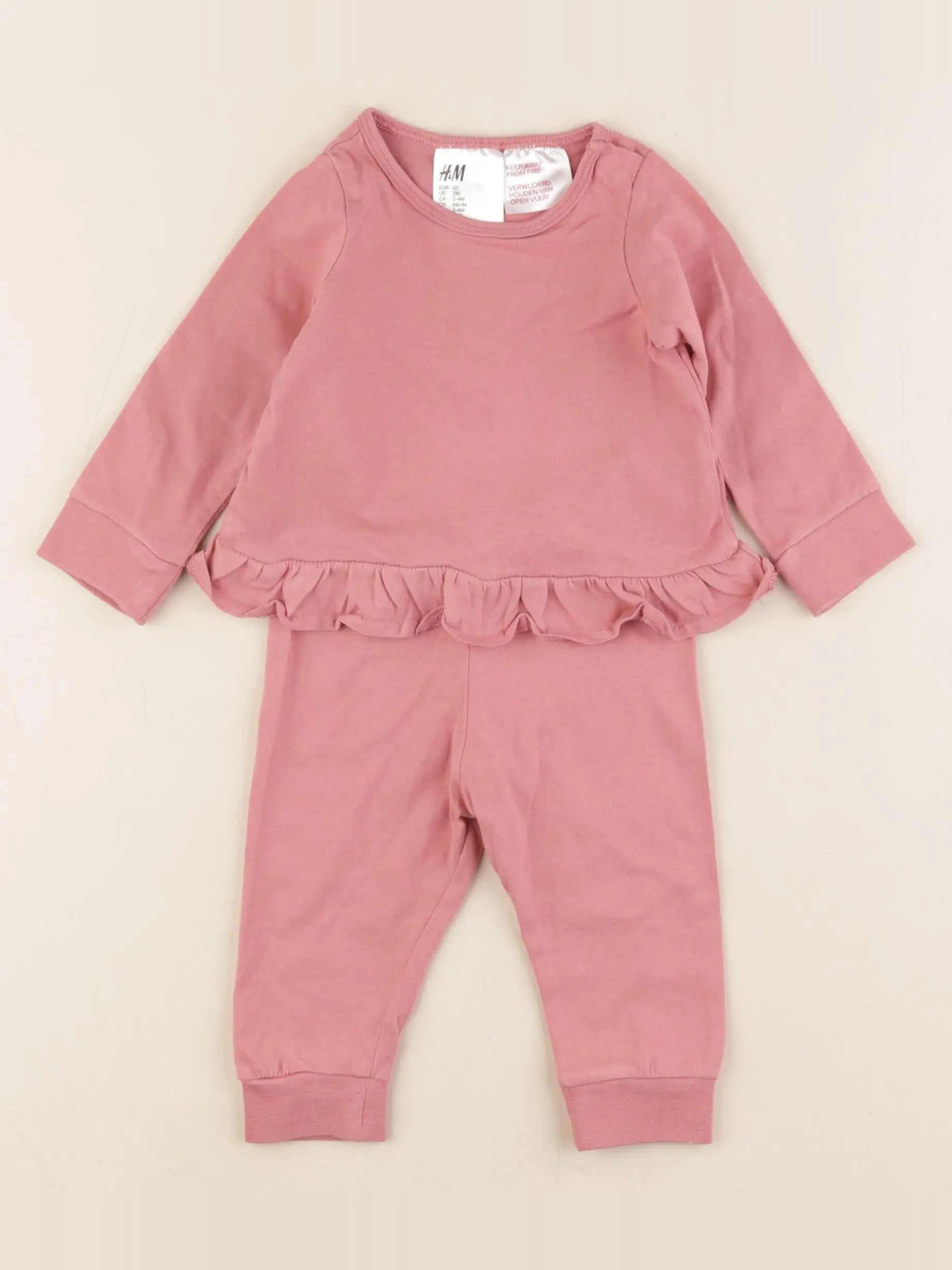 H&M - ensemble rose - 2/4 mois