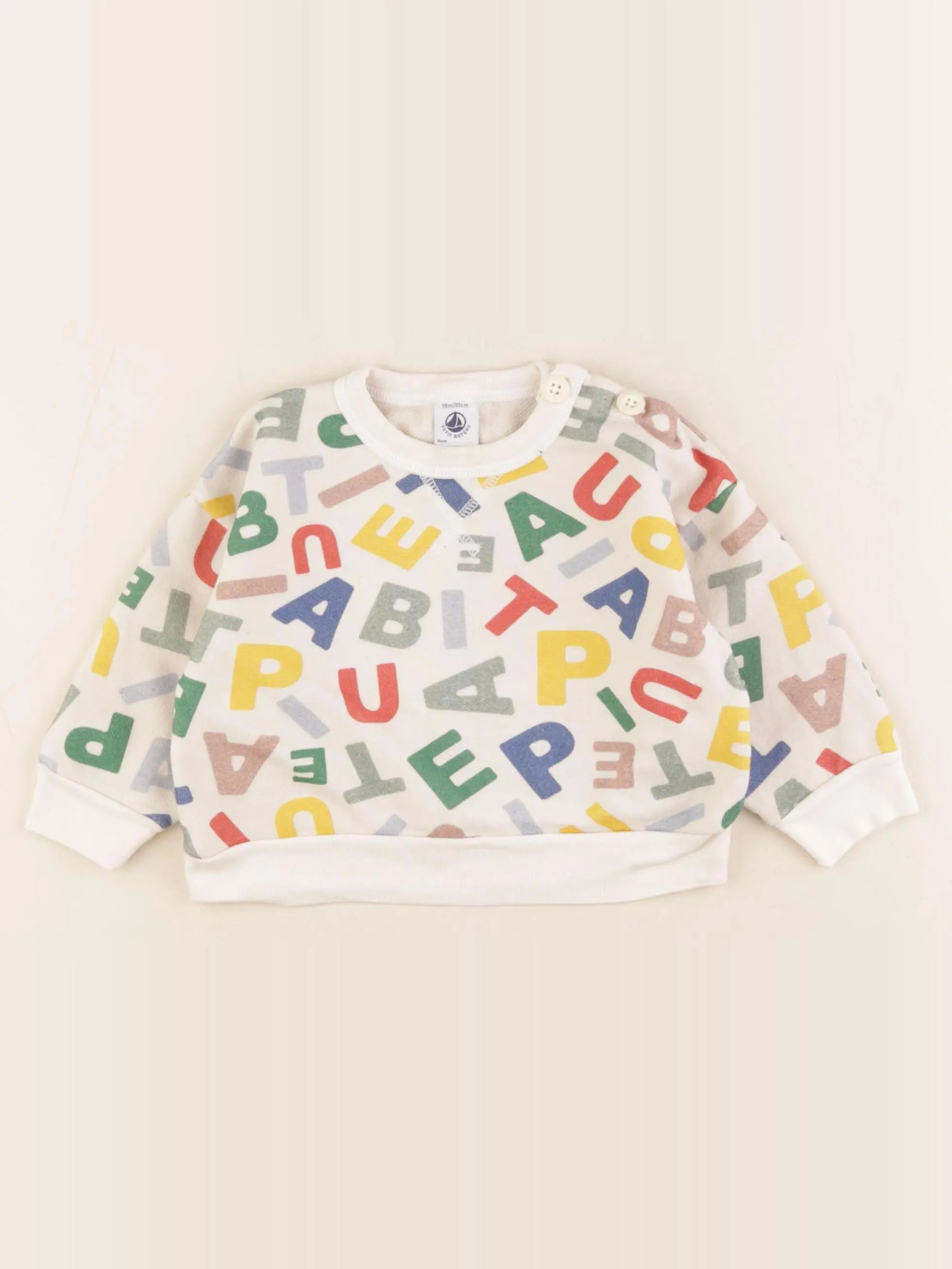 Petit Bateau - sweat beige - 18 mois