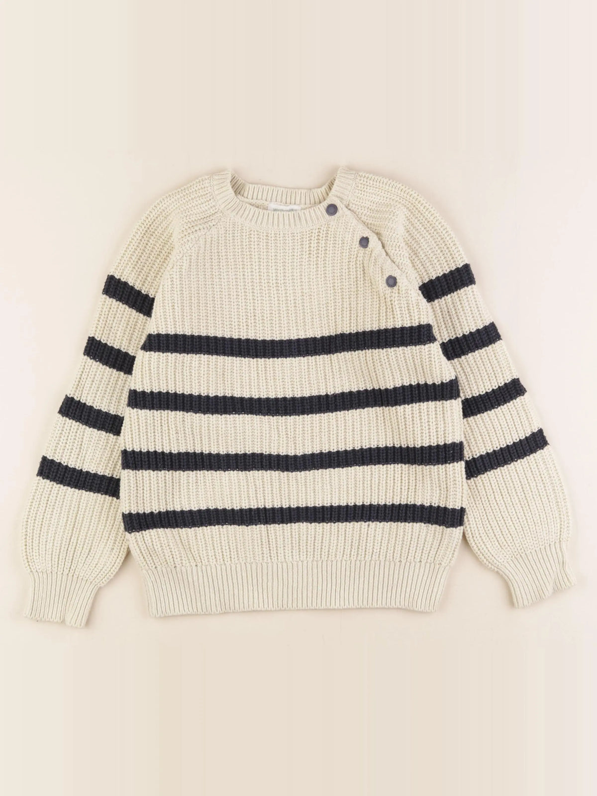 Vertbaudet - pull bleu, beige - 8 ans