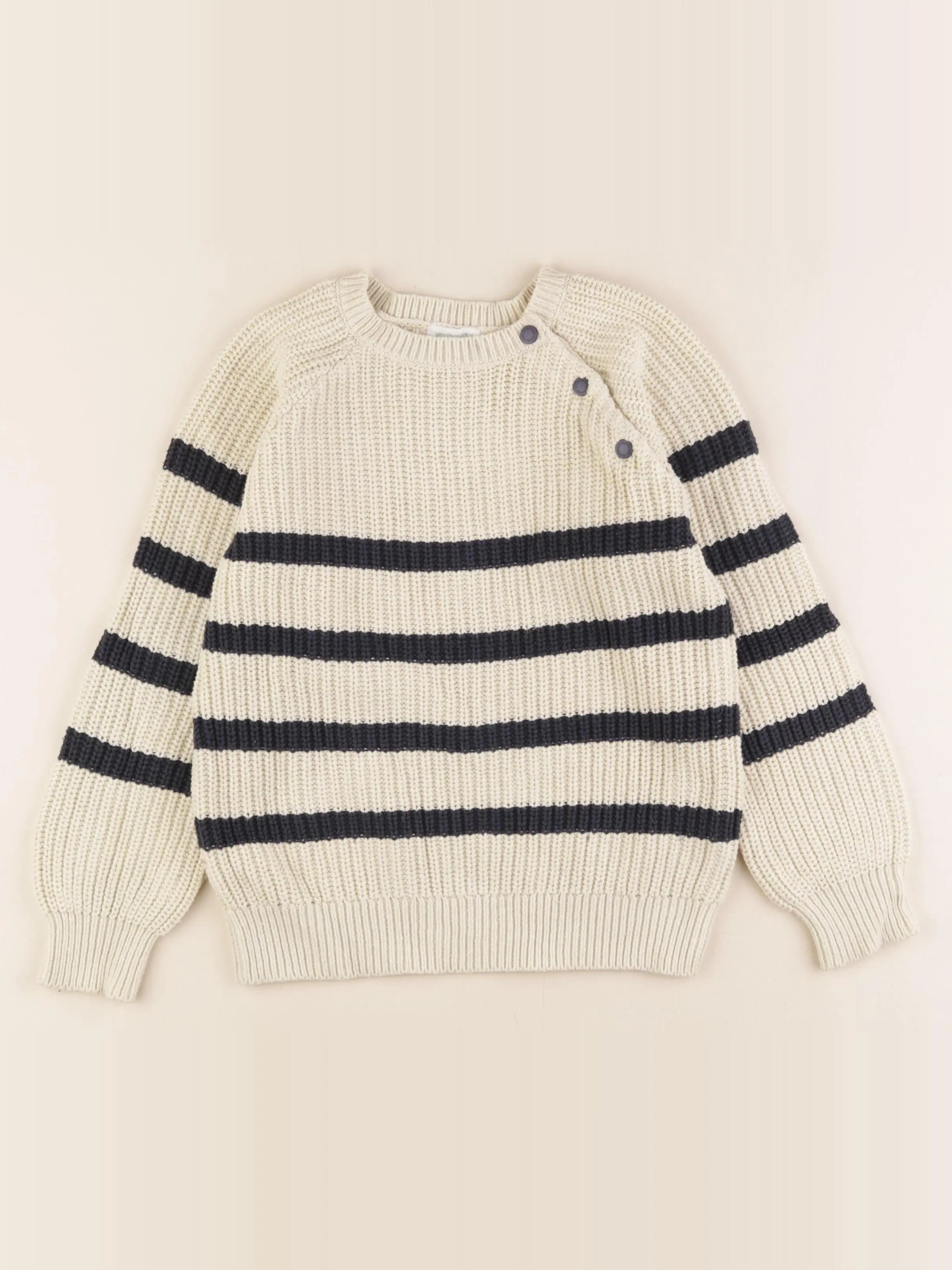 Vertbaudet - pull bleu, beige - 8 ans