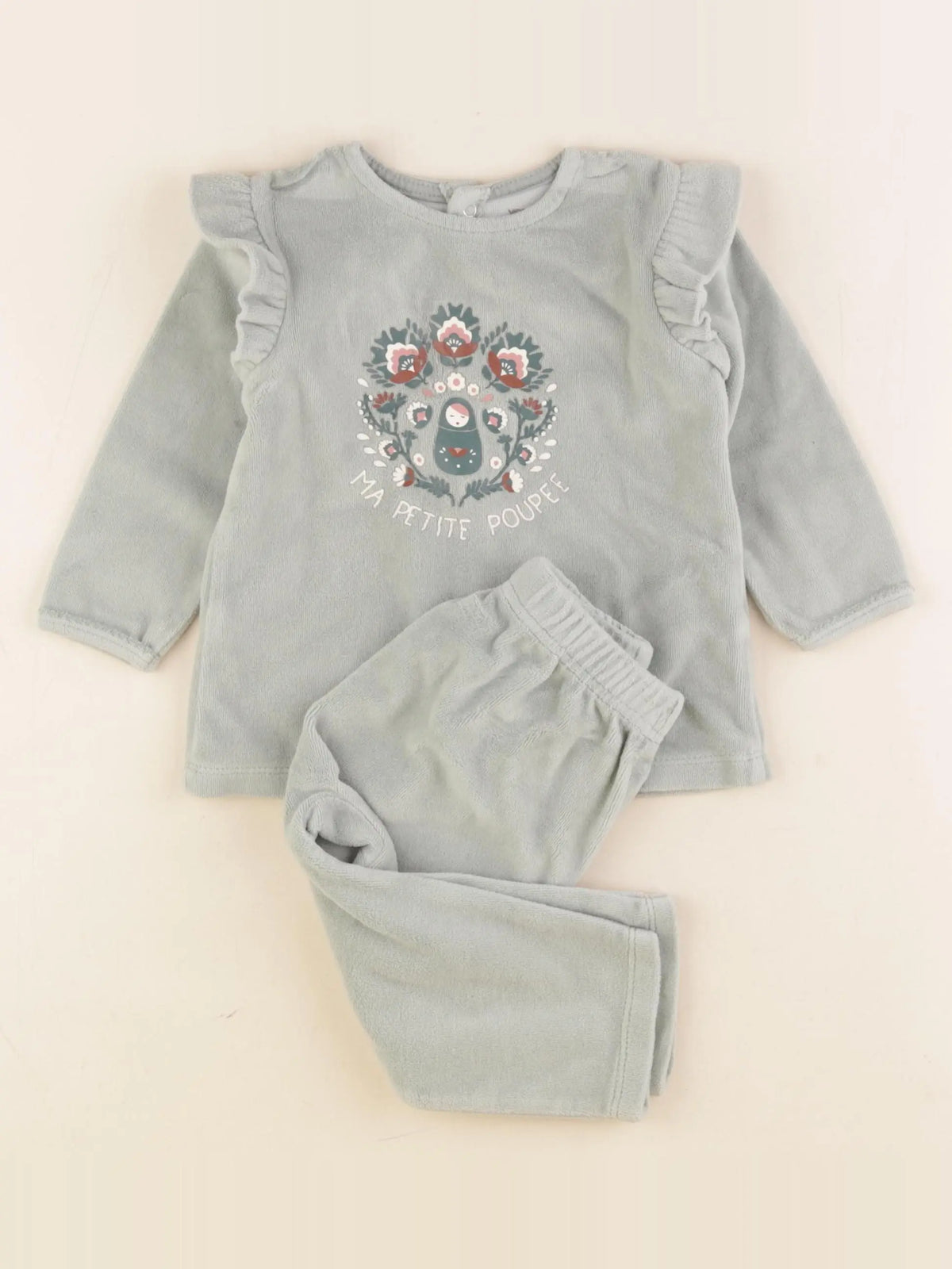 Vertbaudet - pyjama velours vert - 18 mois