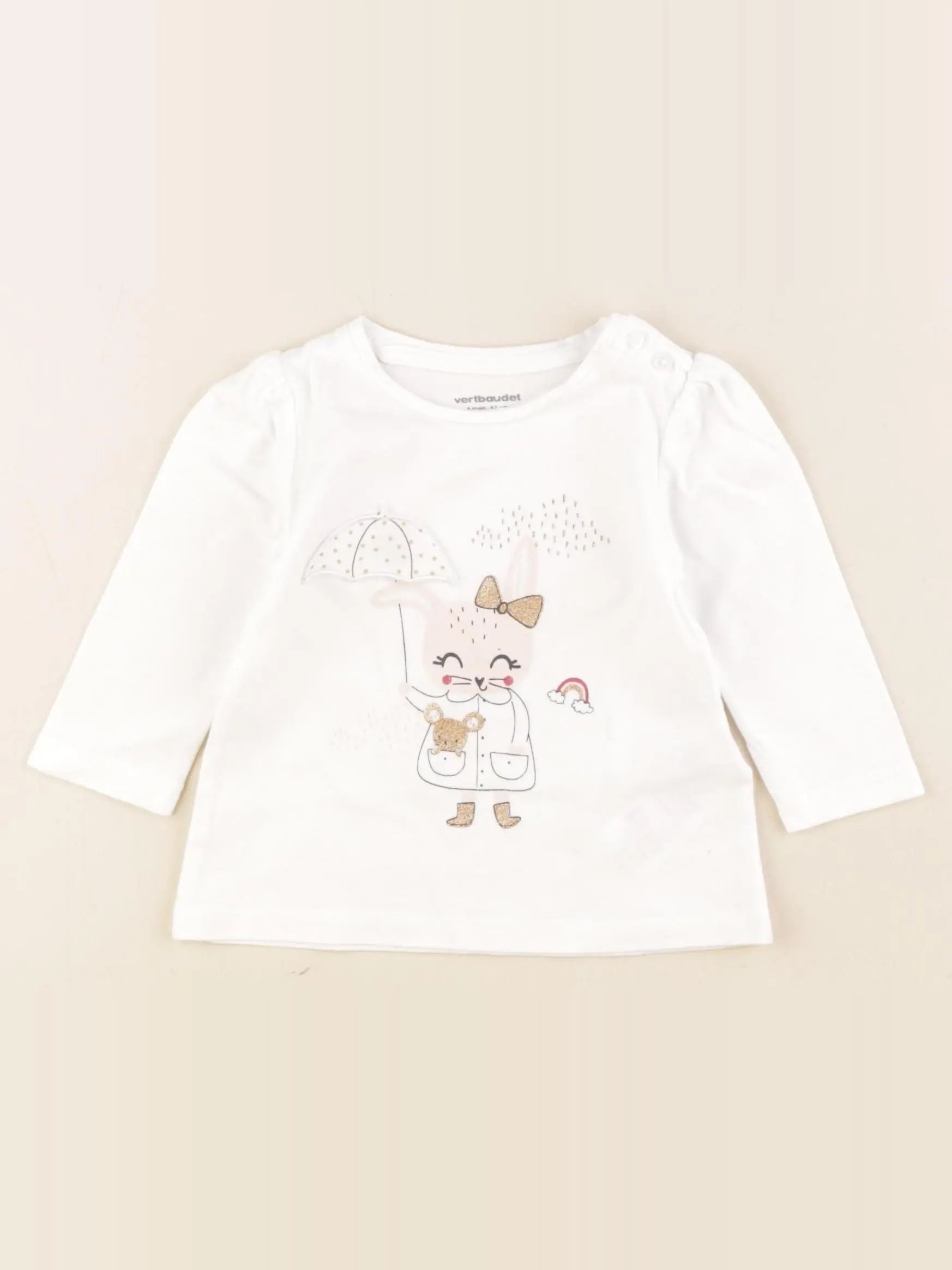 Vertbaudet - tee-shirt blanc - 6 mois
